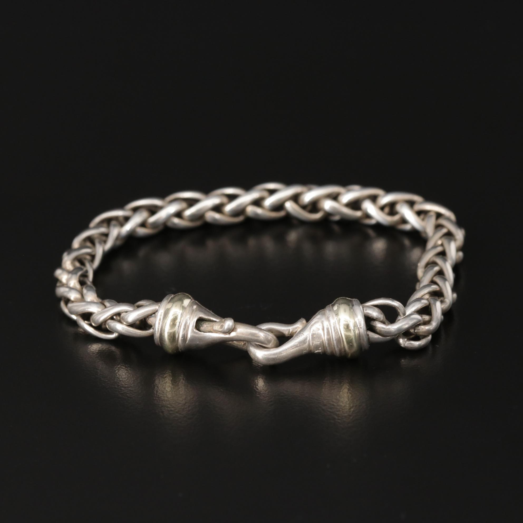 David Yurman Sterling Silver Classic Wheat Bracelet With 14K Gold Accents
