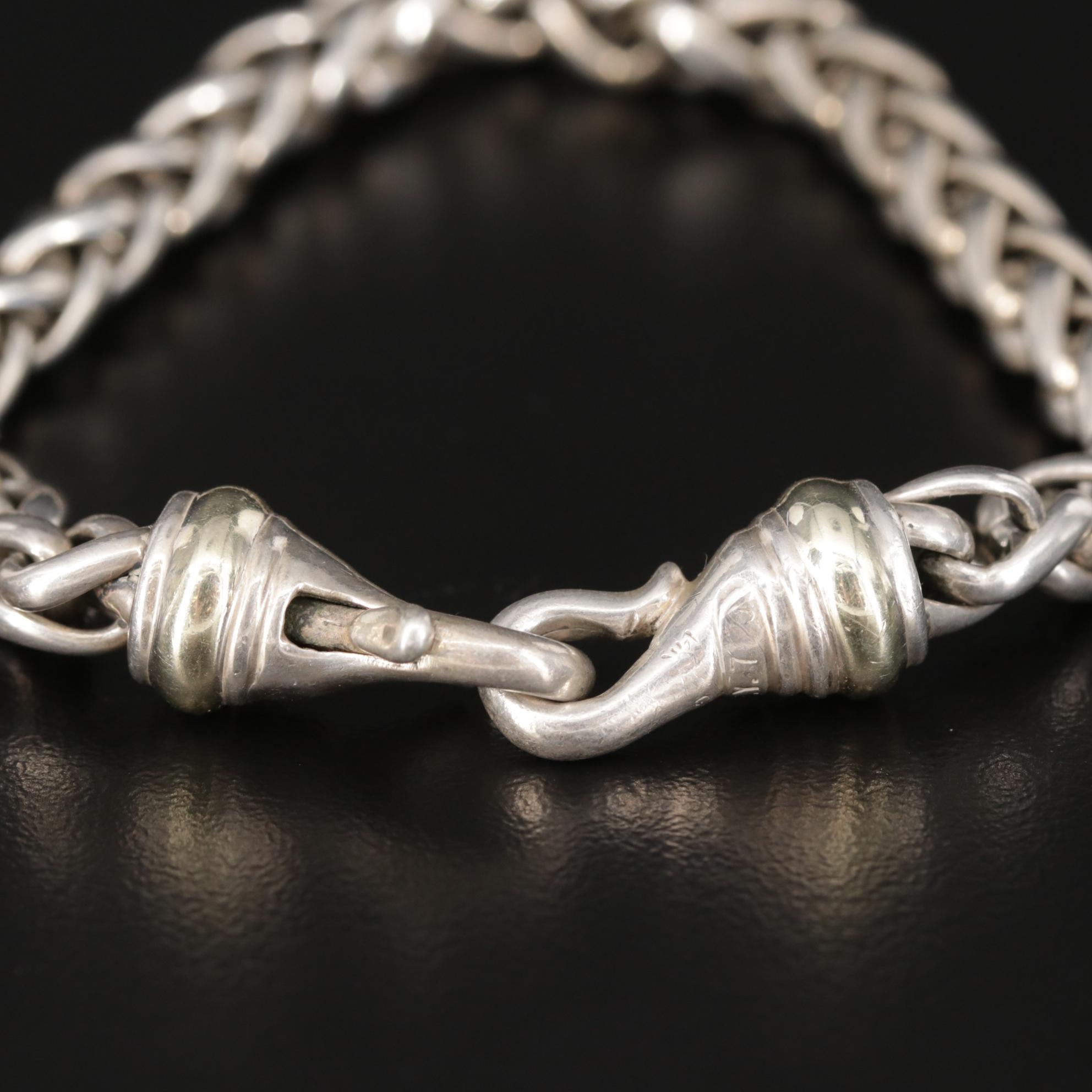 David Yurman Sterling Silver Classic Wheat Bracelet With 14K Gold Accents