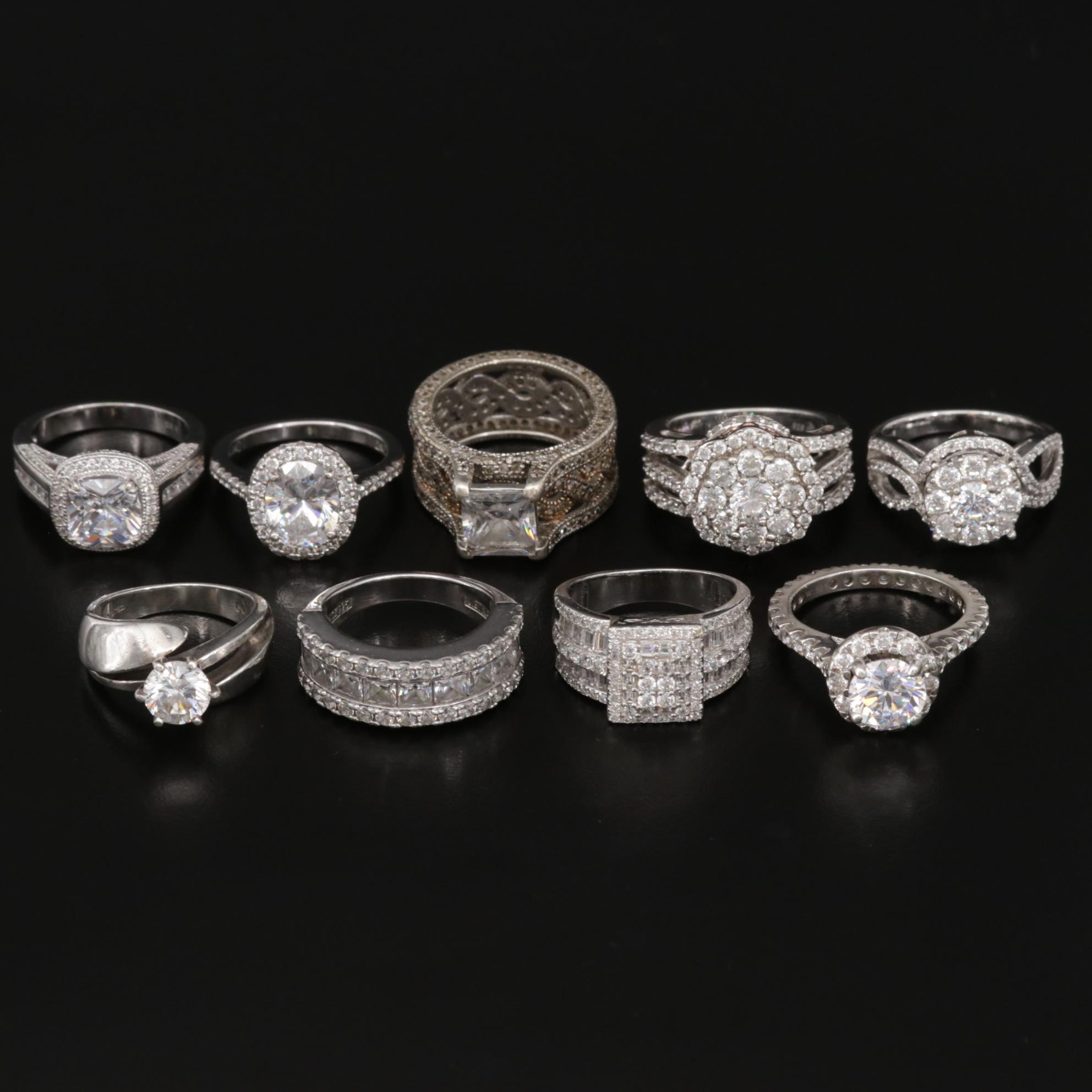 Assorted Sterling Silver Cubic Zirconia Rings