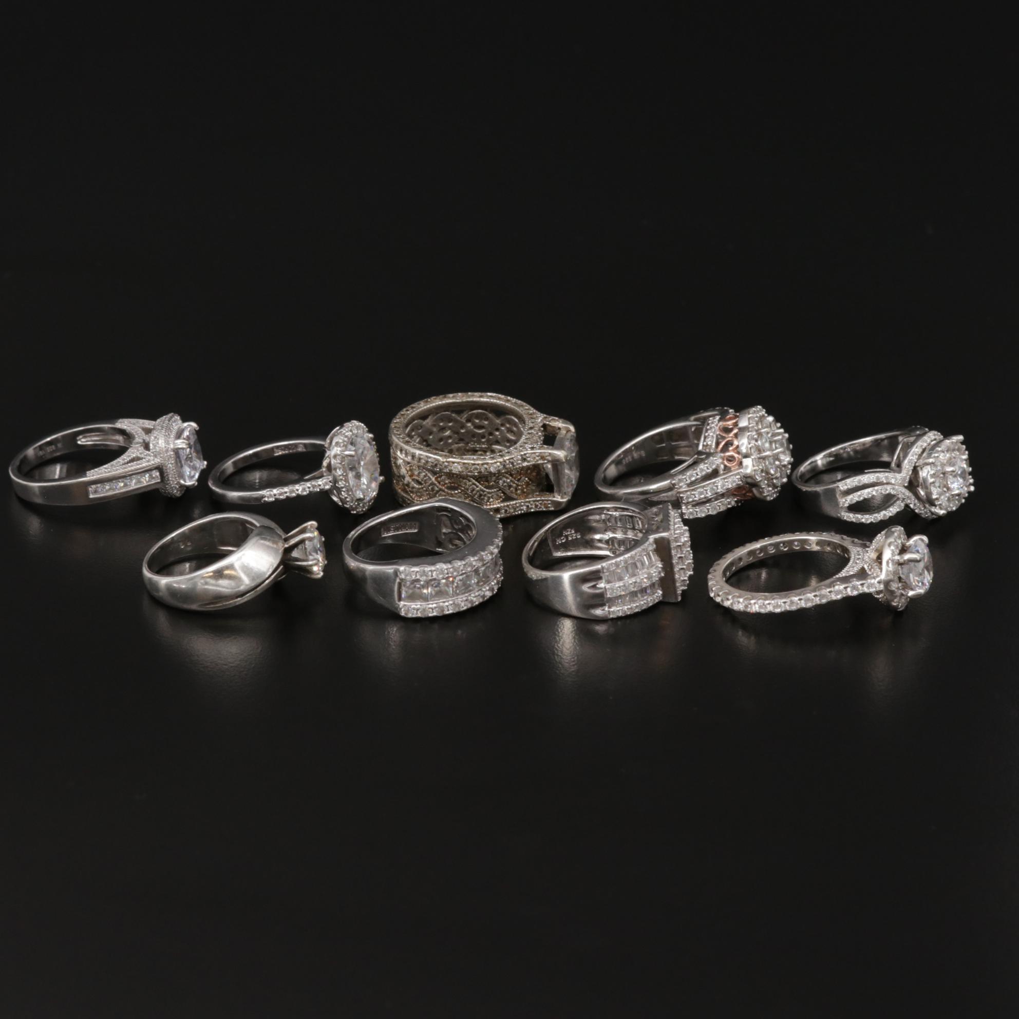 Assorted Sterling Silver Cubic Zirconia Rings