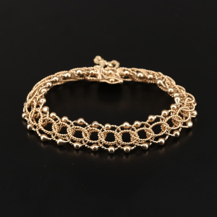 14K Yellow Gold Fancy Link Bracelet