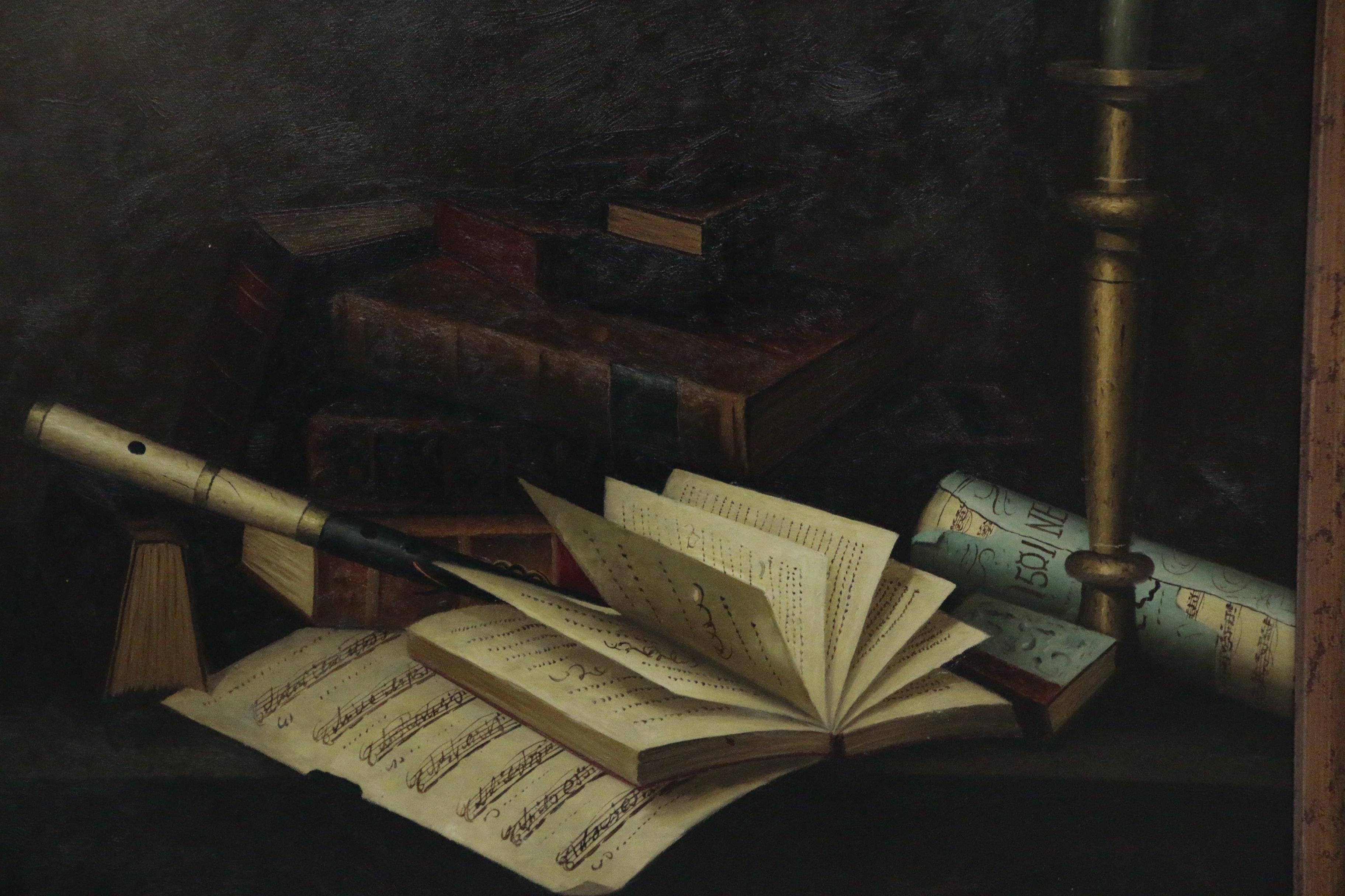 Oil Painting after William Michael Harnett "Music and Literature"
