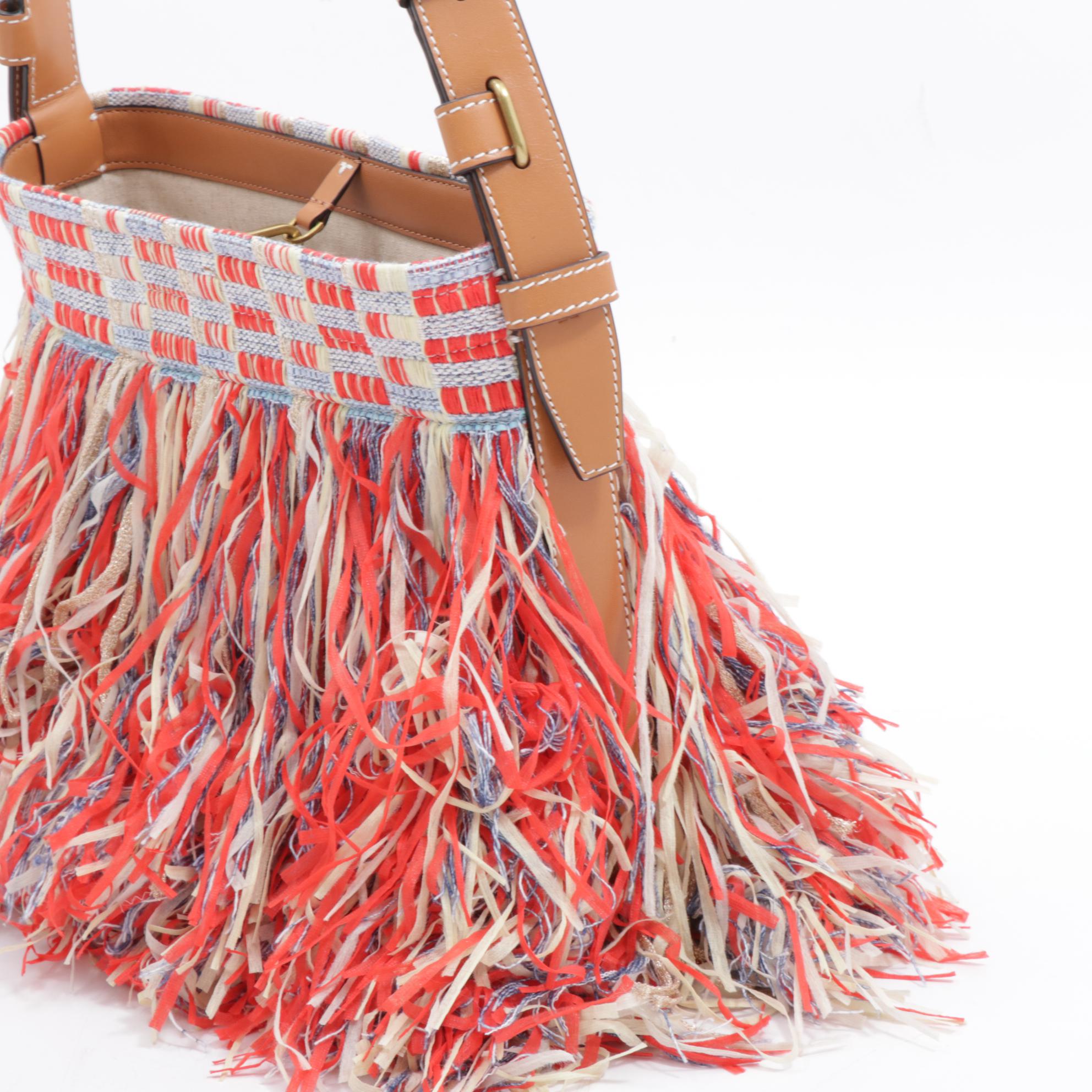 Tory Burch Fringe Metallic Tweed Shoulder Bag