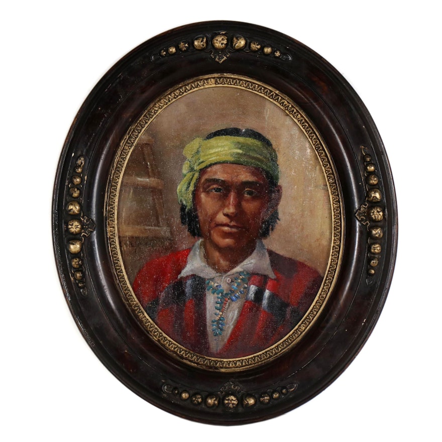 Carl Moon Native American Portrait Oil Painting
