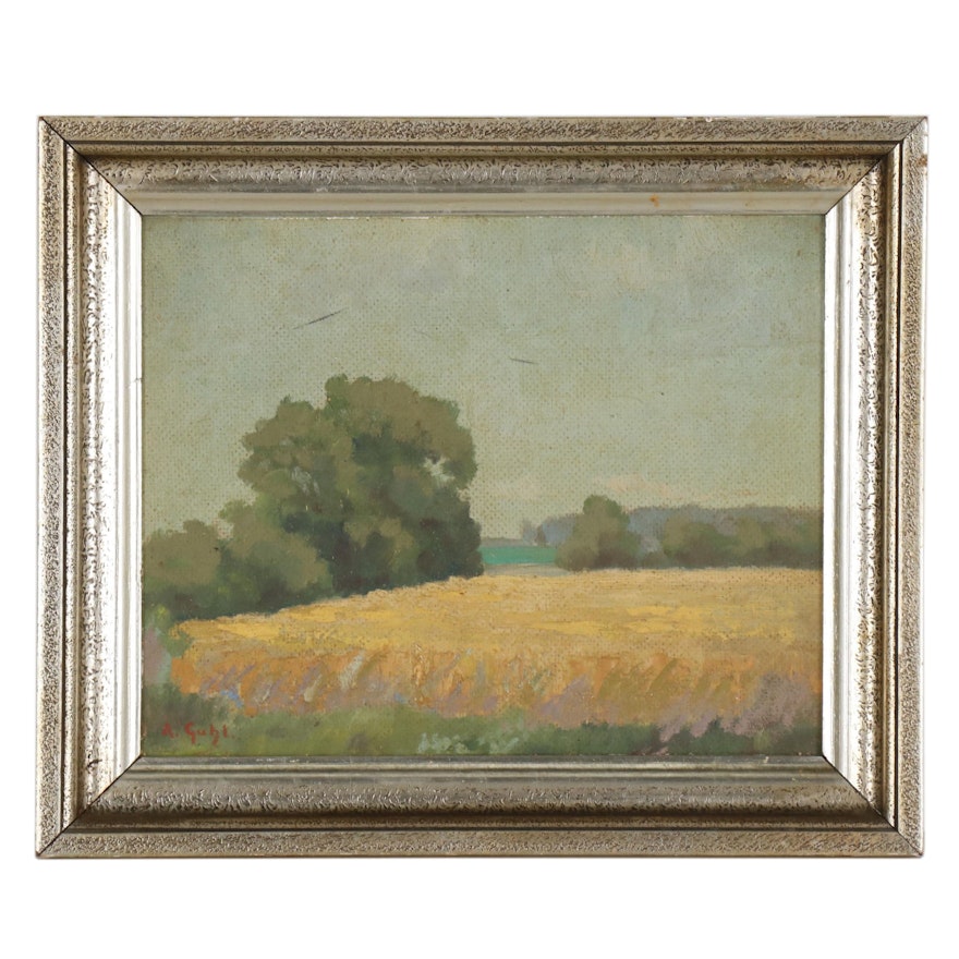 Rudolf Anton Guba Landscape Oil Painting, Early 20th Century
