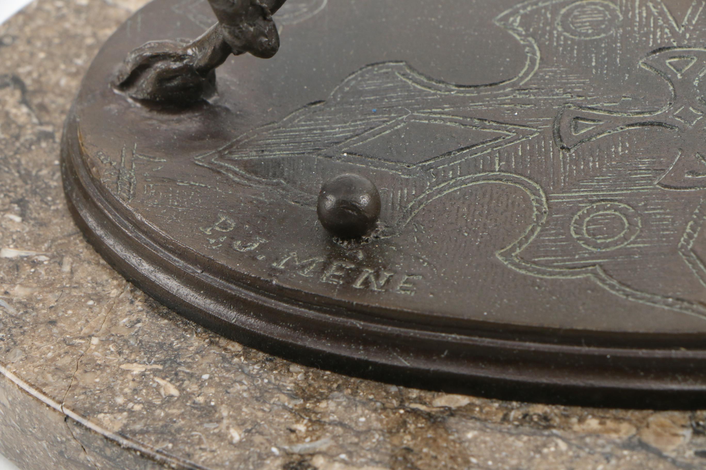 After Pierre Jules Mene Bronze Sculpture of Whippet Dog with Ball