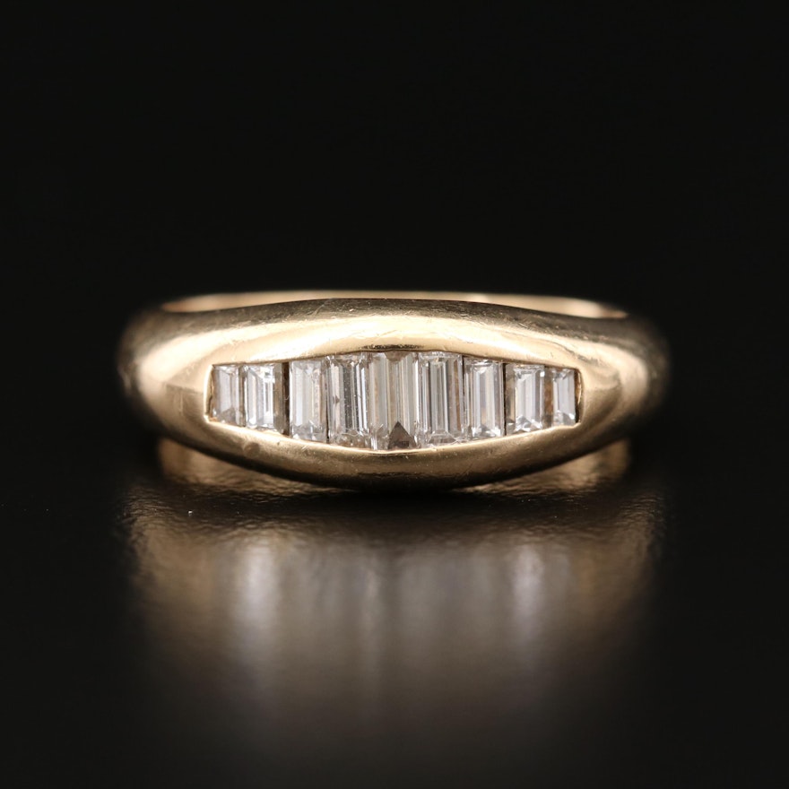 Vintage 14K Yellow Gold, Graduated Diamond Band