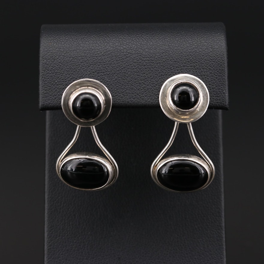 Sterling Silver Black Onyx Drop Earrings