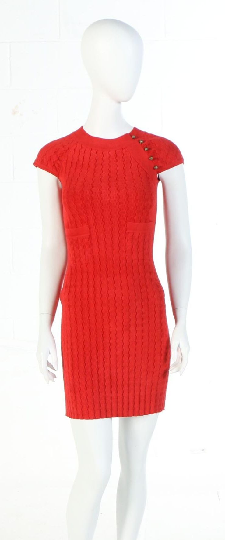 Chanel Red Velour Knit Cap Sleeve Dress from the 2010 Paris-Shanghai Collection