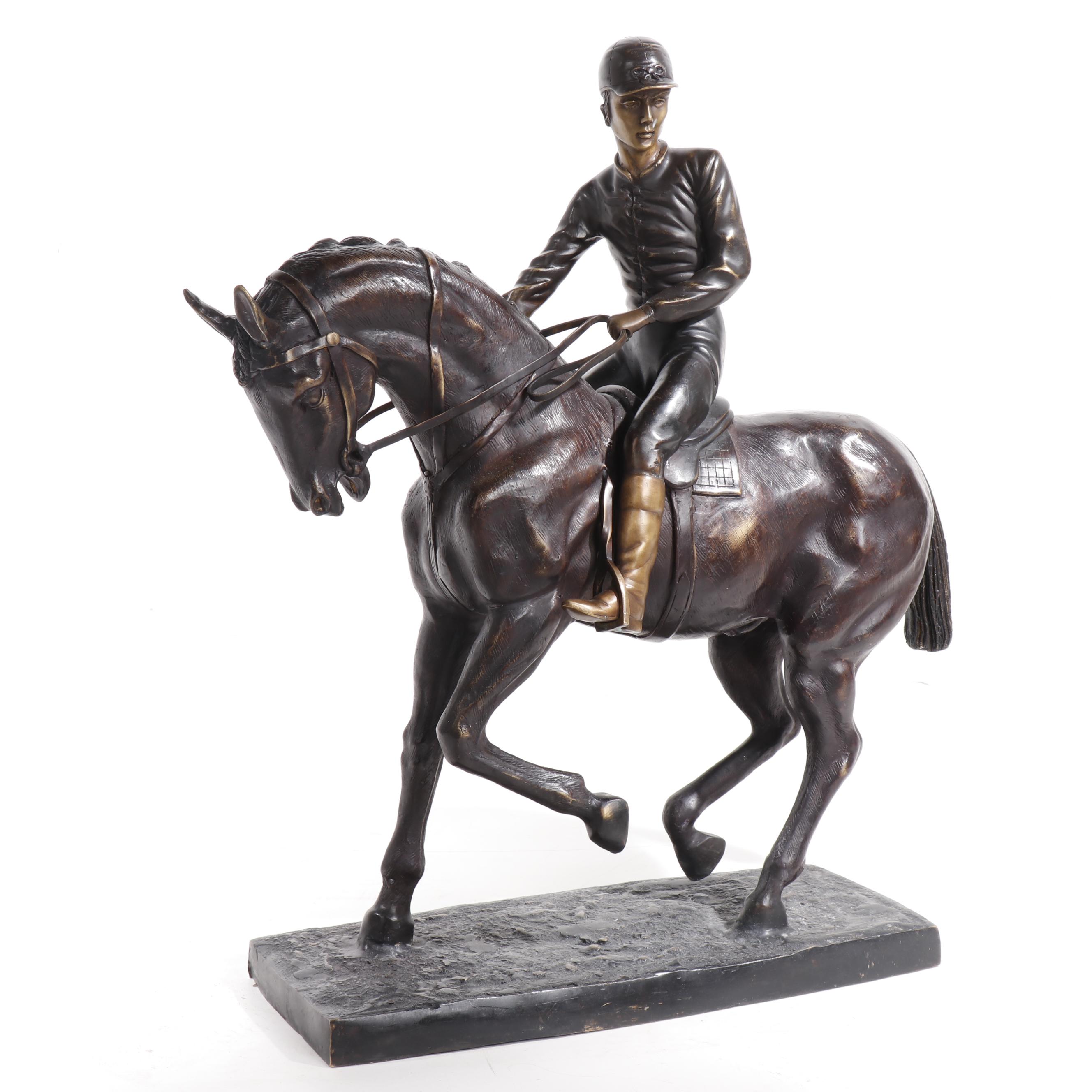 Cold Cast Bronze Sculpture of Horse and Jockey