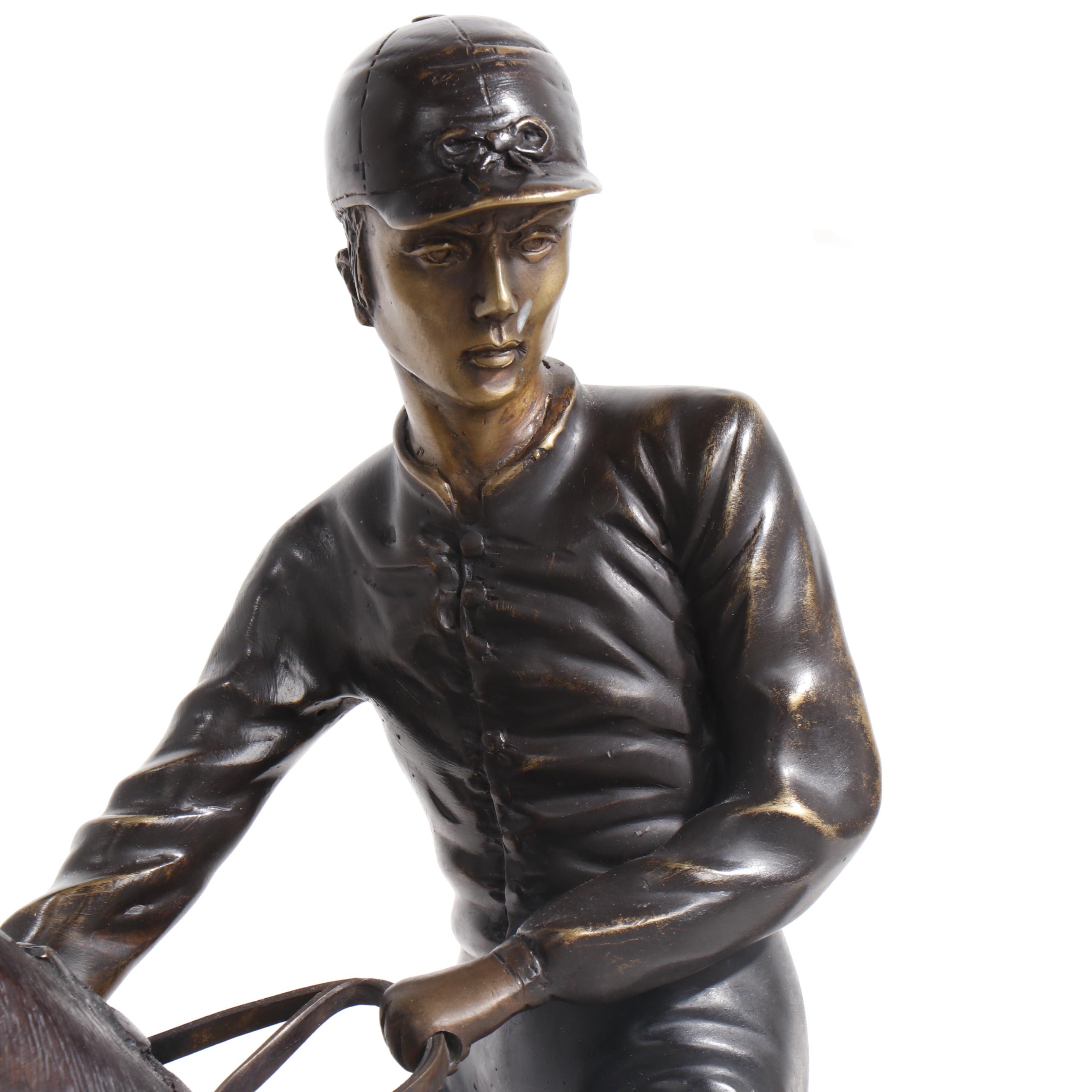 Cold Cast Bronze Sculpture of Horse and Jockey