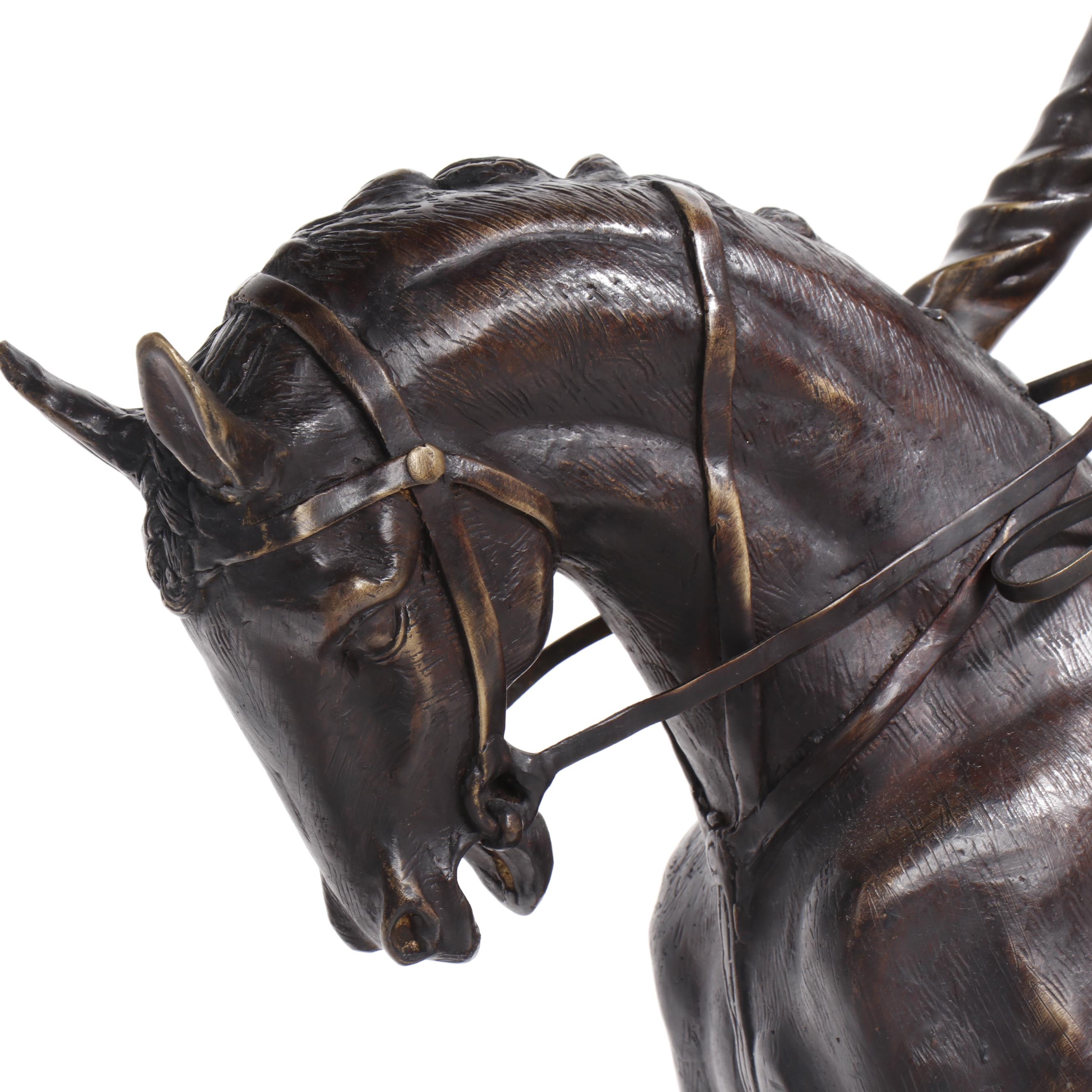 Cold Cast Bronze Sculpture of Horse and Jockey