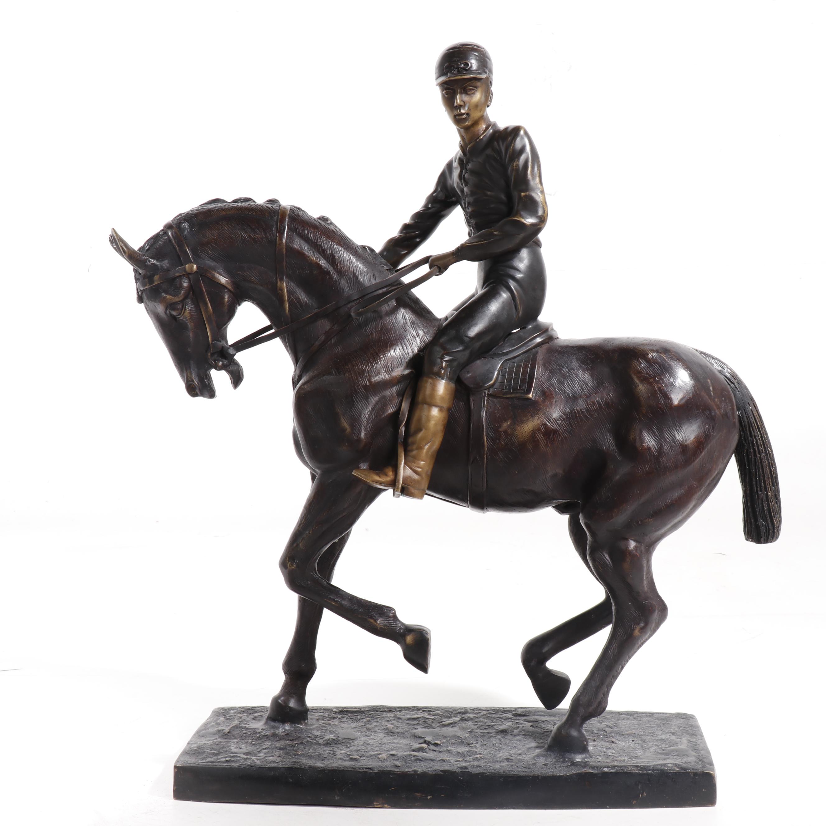 Cold Cast Bronze Sculpture of Horse and Jockey