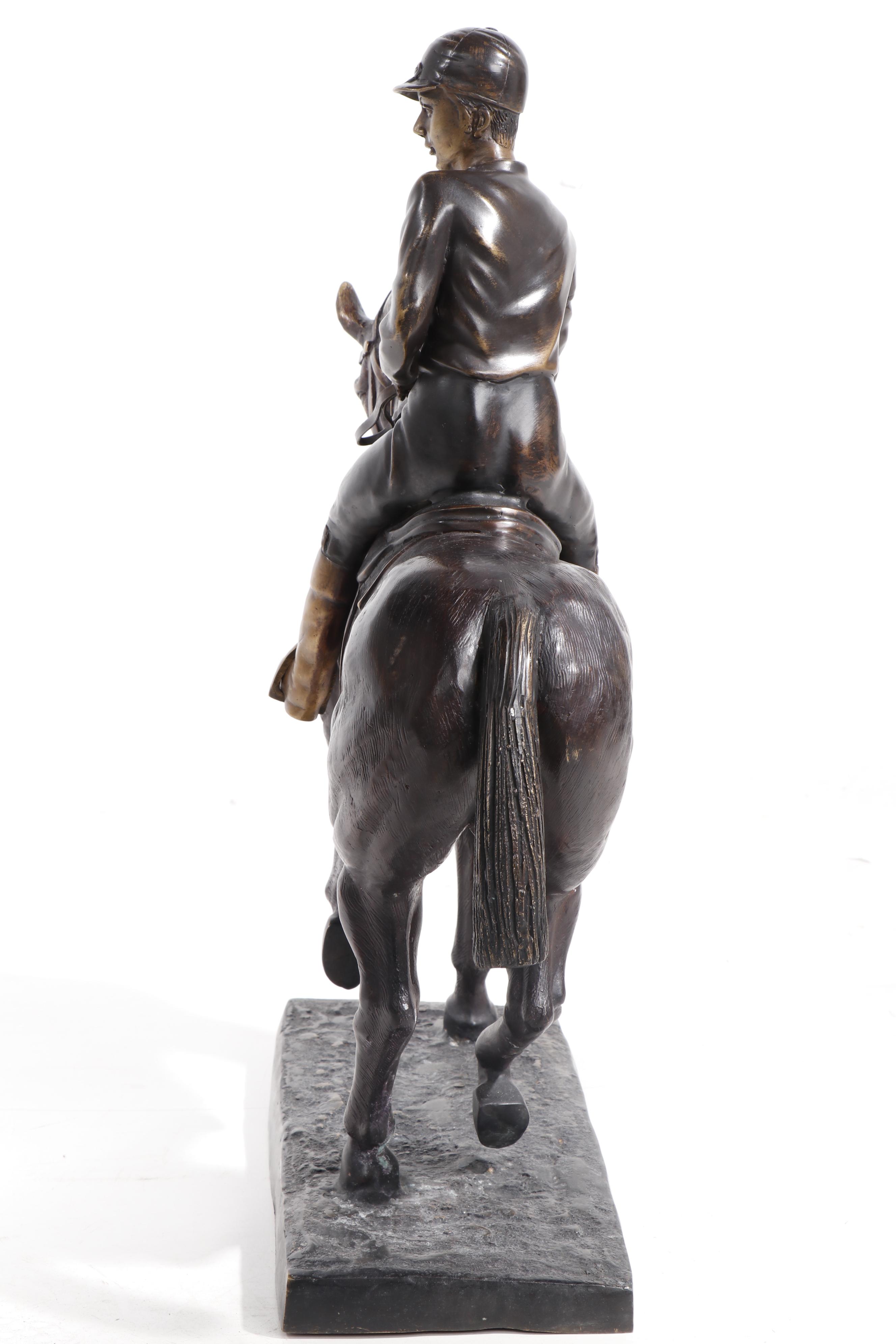 Cold Cast Bronze Sculpture of Horse and Jockey