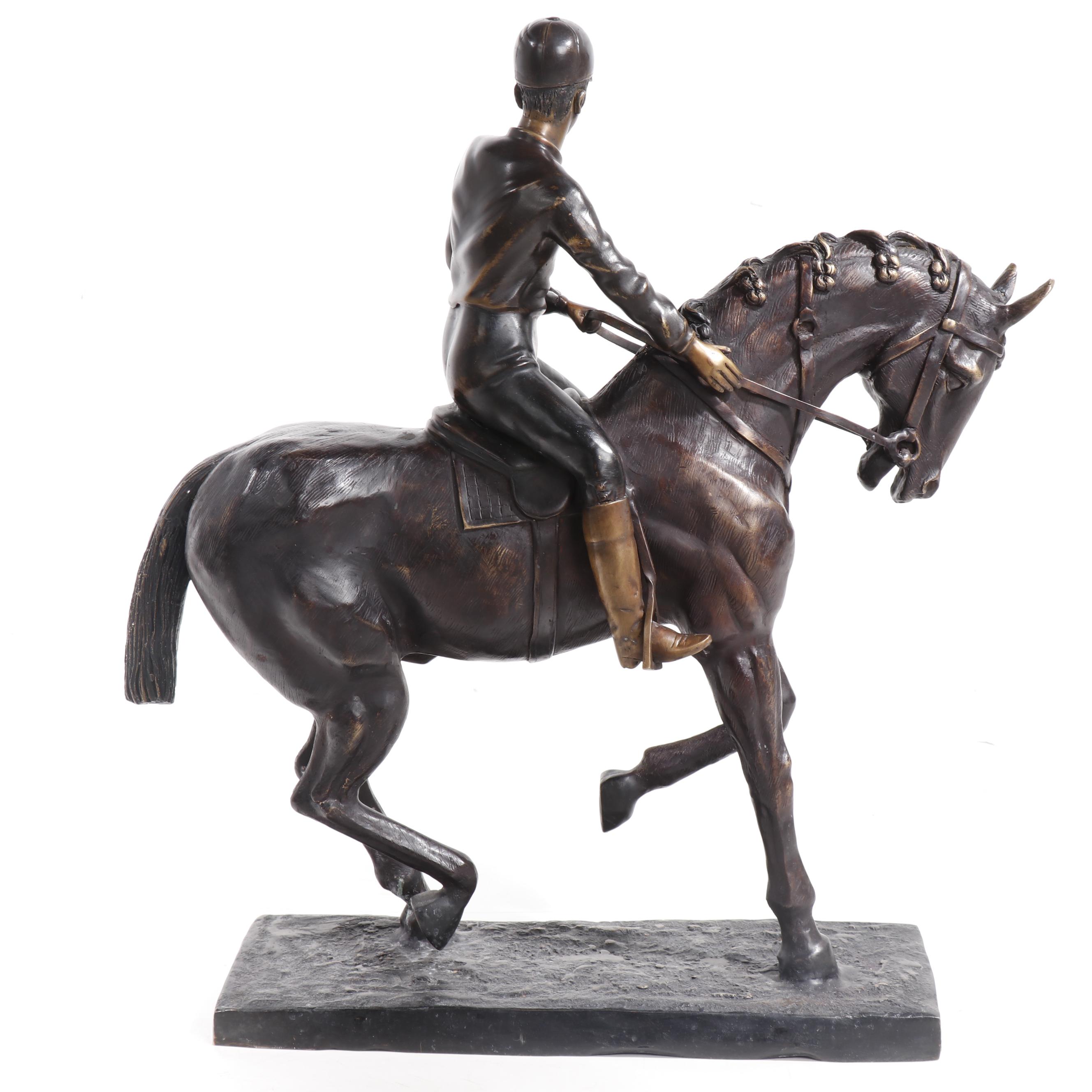 Cold Cast Bronze Sculpture of Horse and Jockey