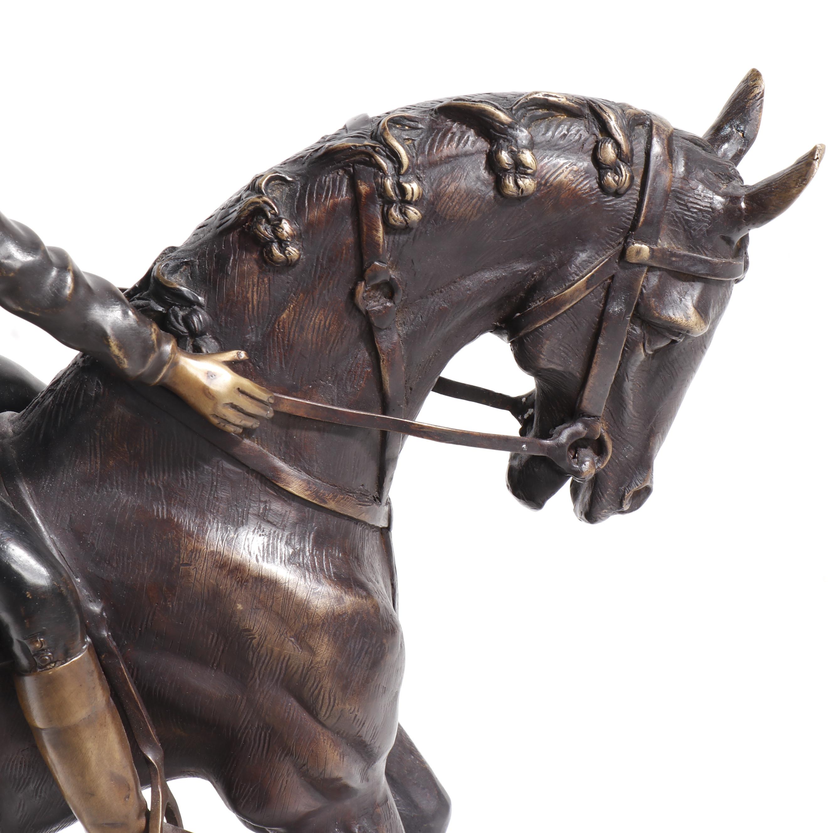 Cold Cast Bronze Sculpture of Horse and Jockey