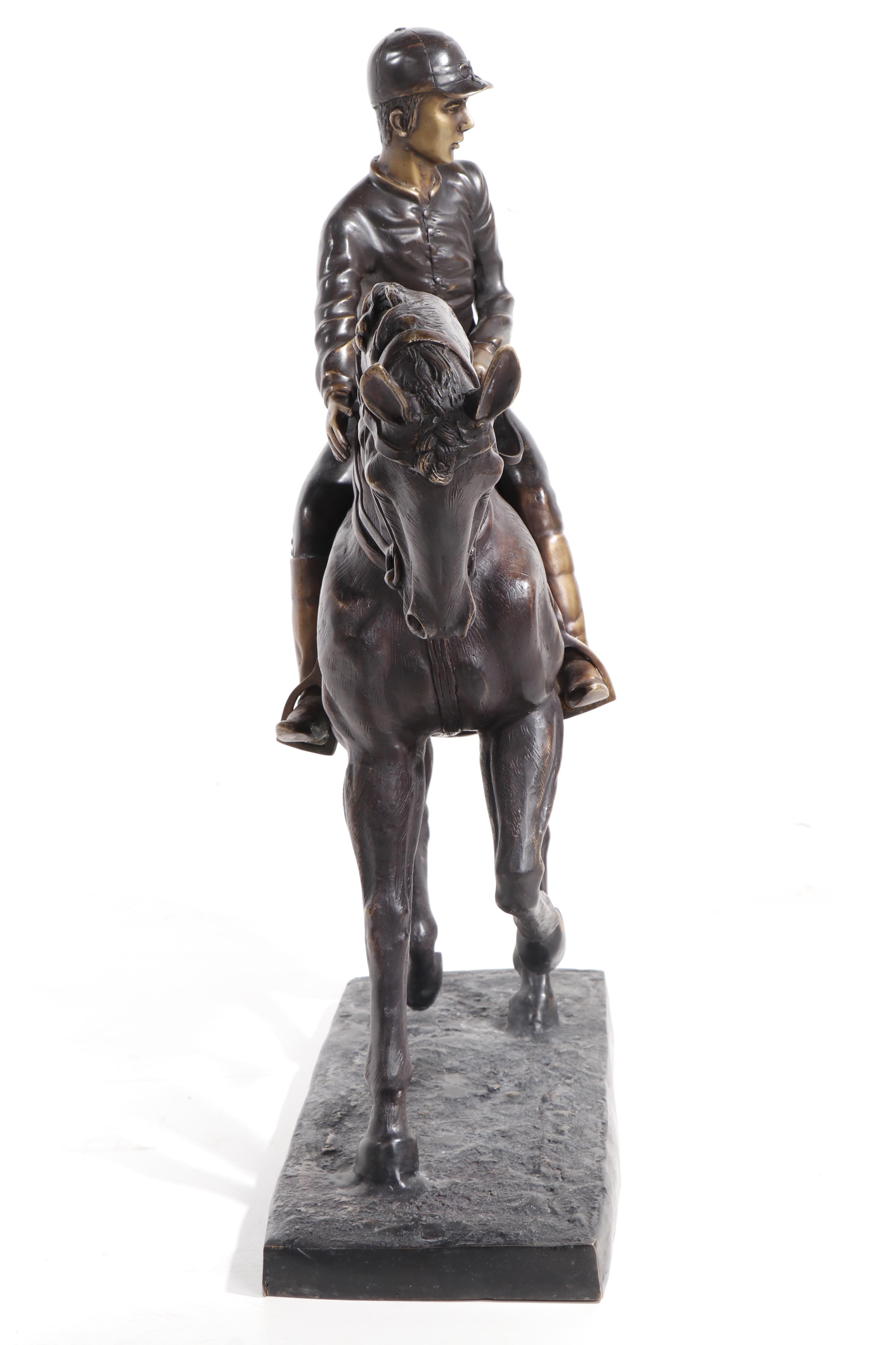 Cold Cast Bronze Sculpture of Horse and Jockey