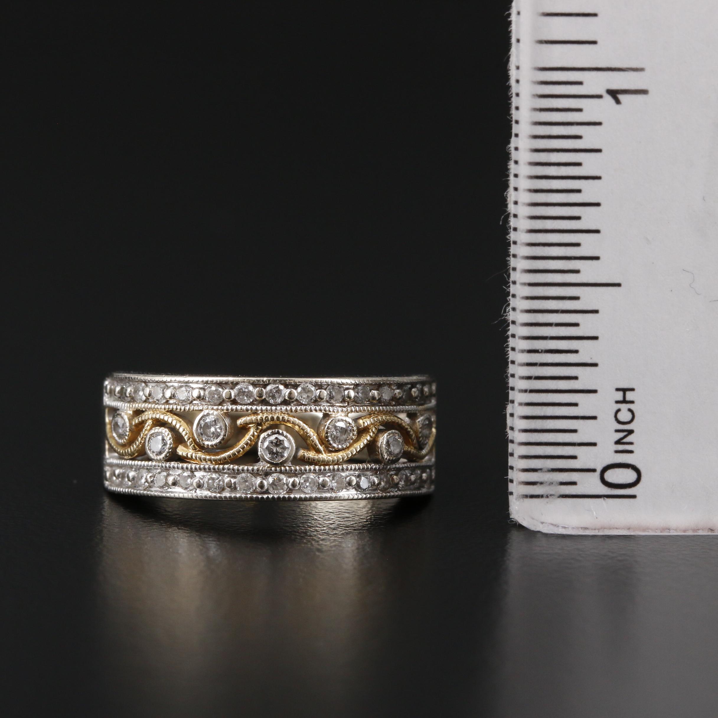 14K Gold Diamond Openwork Ring