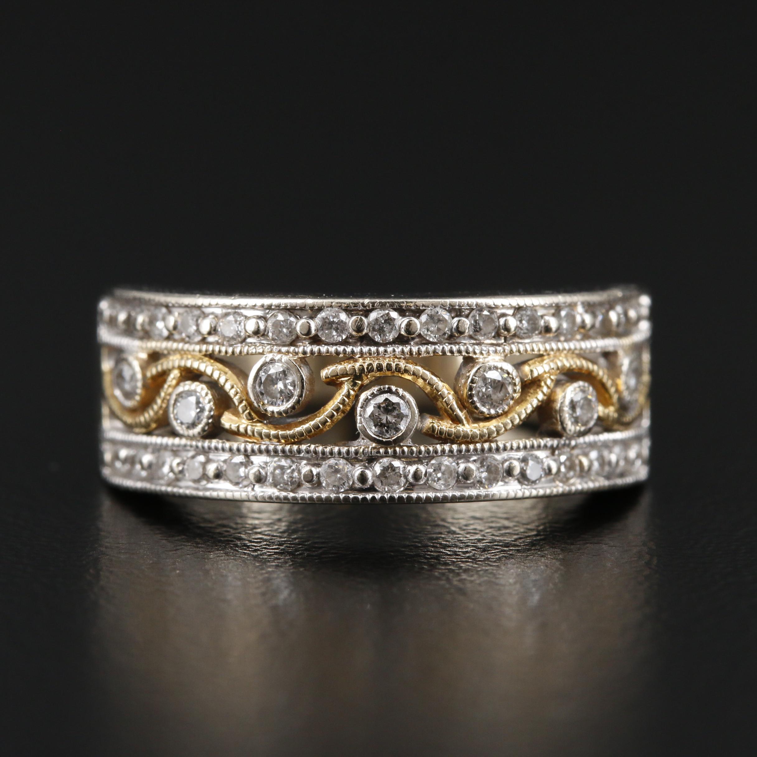 14K Gold Diamond Openwork Ring
