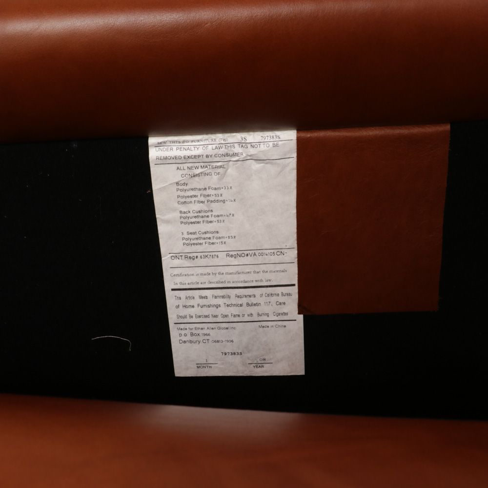 Ethan Allen Brown Leather Sofa, 2000s