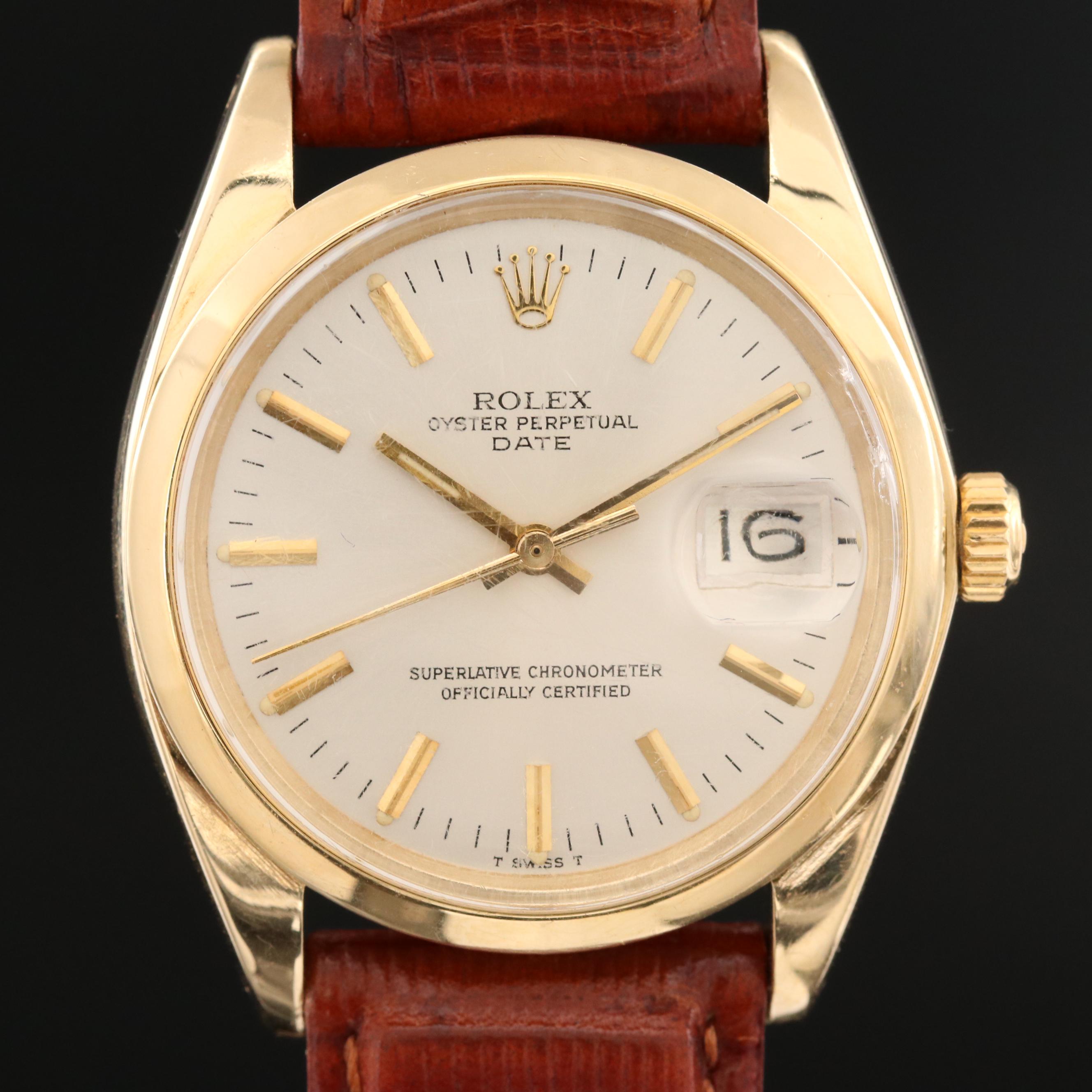 Rolex Date 14K Gold Automatic Watch, 1979