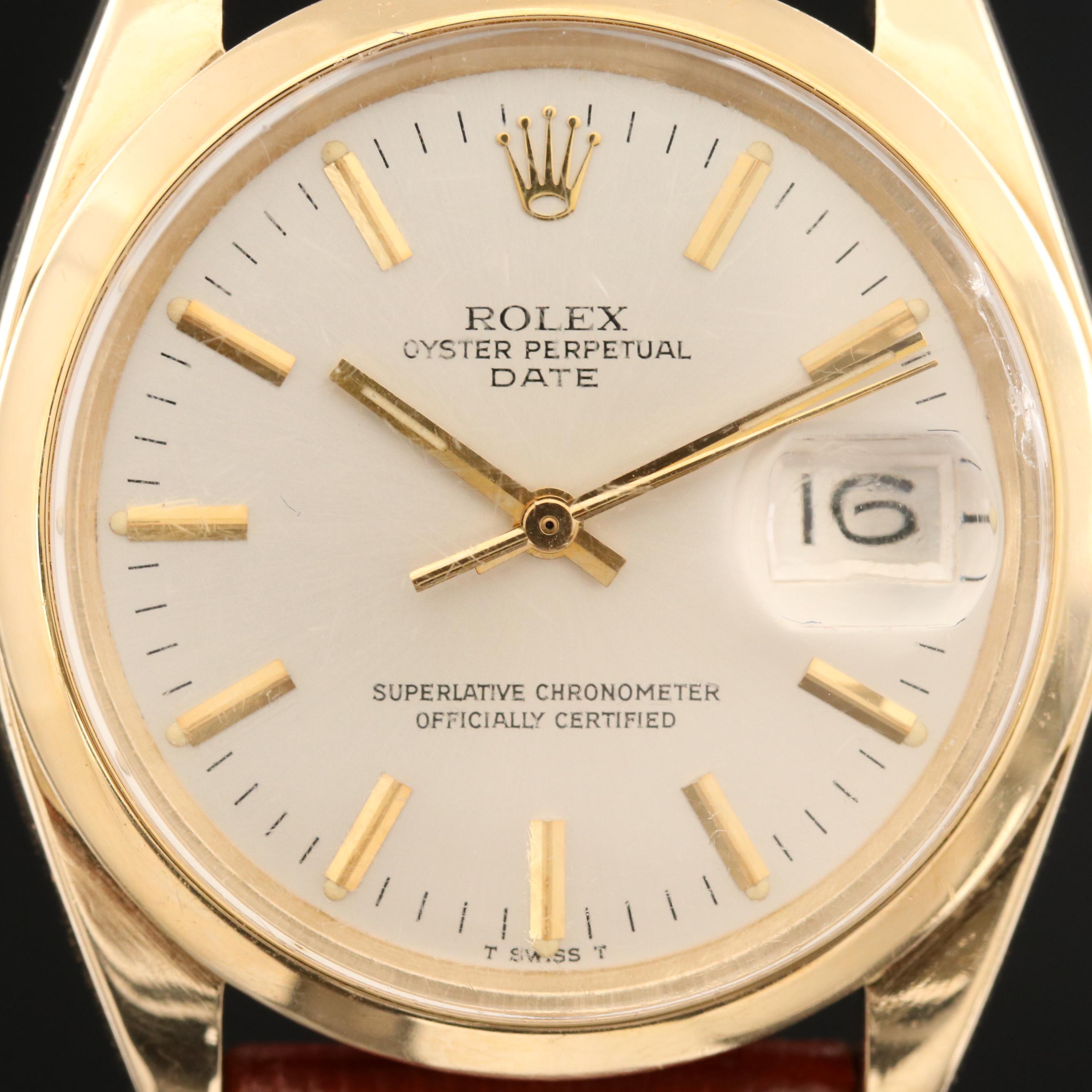 Rolex Date 14K Gold Automatic Watch, 1979