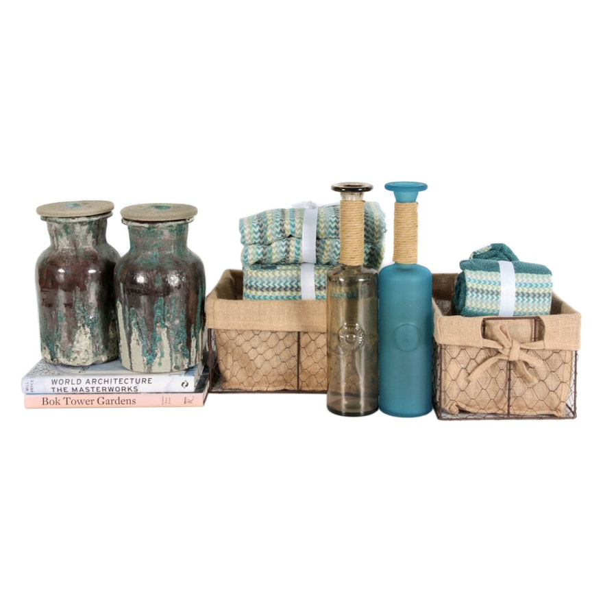 Glazed Ceramic Vessels, Bath Towels, Home Décor Books, Bottles and More