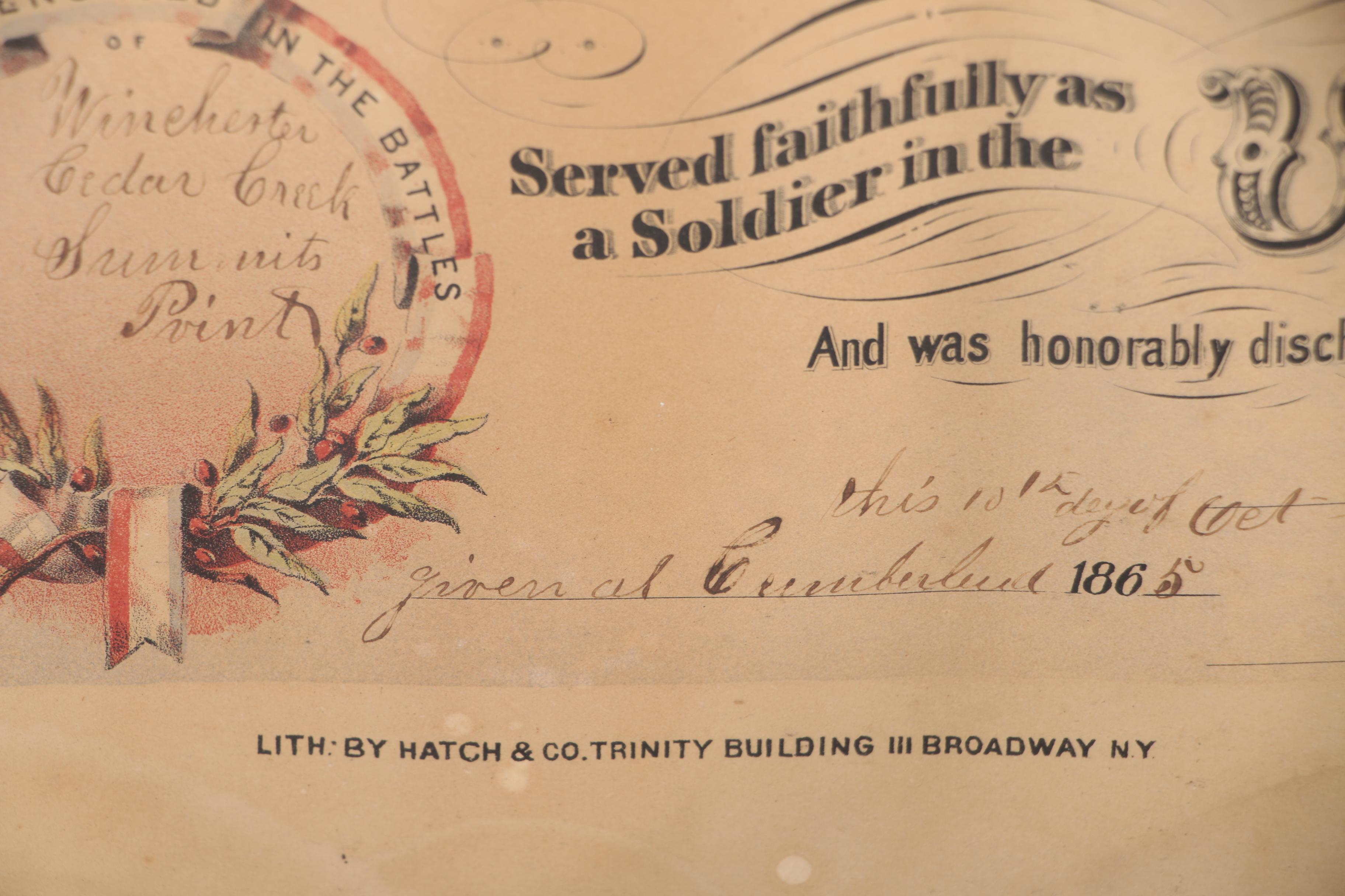 Commemorative Civil War Soldier Discharge Paper with Tintype Photograph