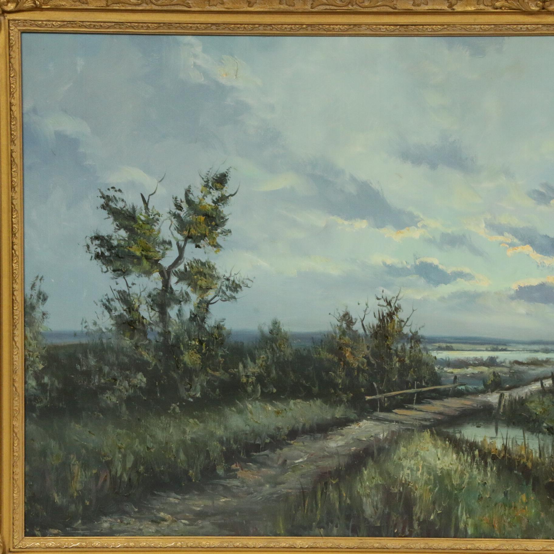 N. Noran Marsh Landscape Oil Painting, Early to Mid 20th Century