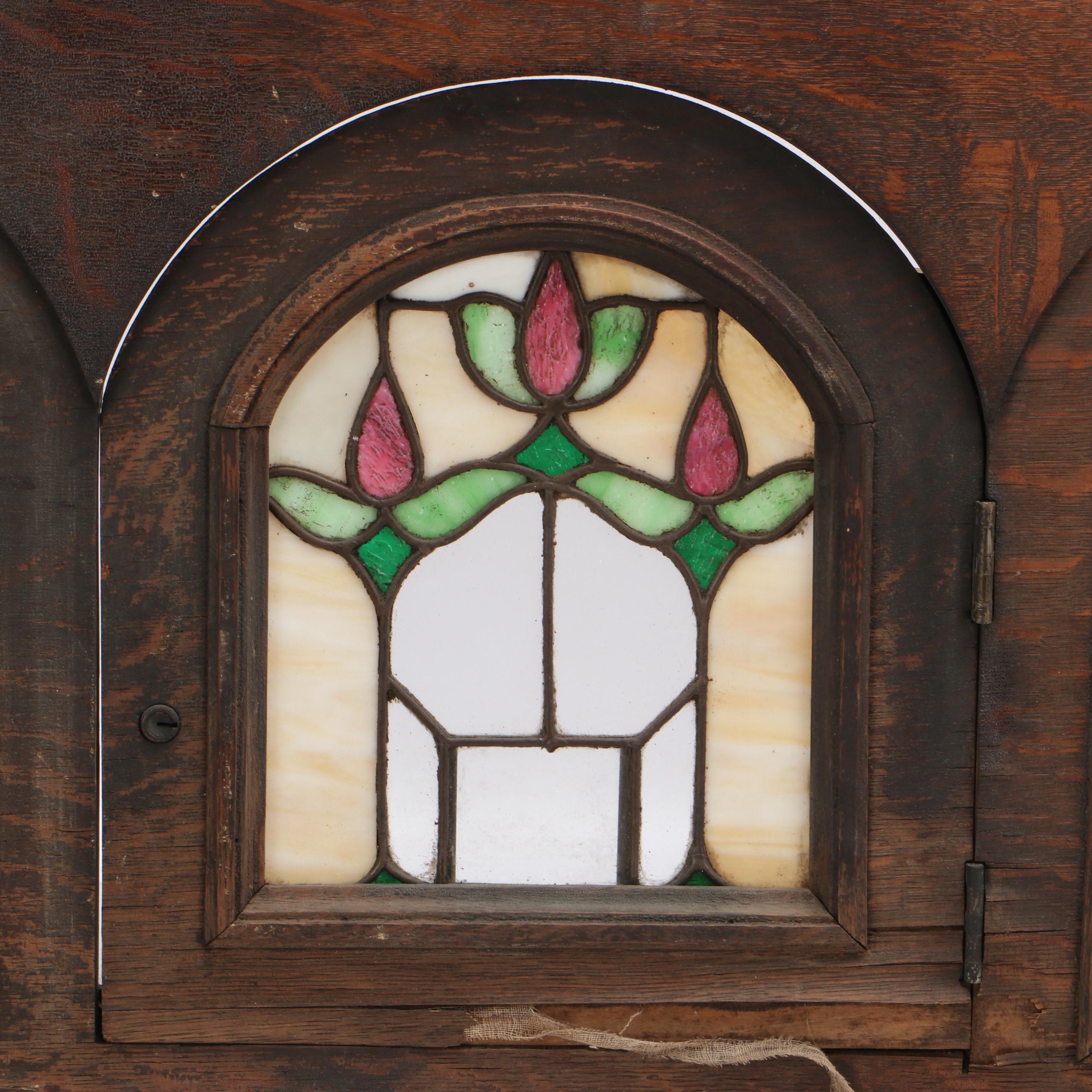 Wurlitzer Nickelodeon Player Piano Stained and Slag Glass Panel