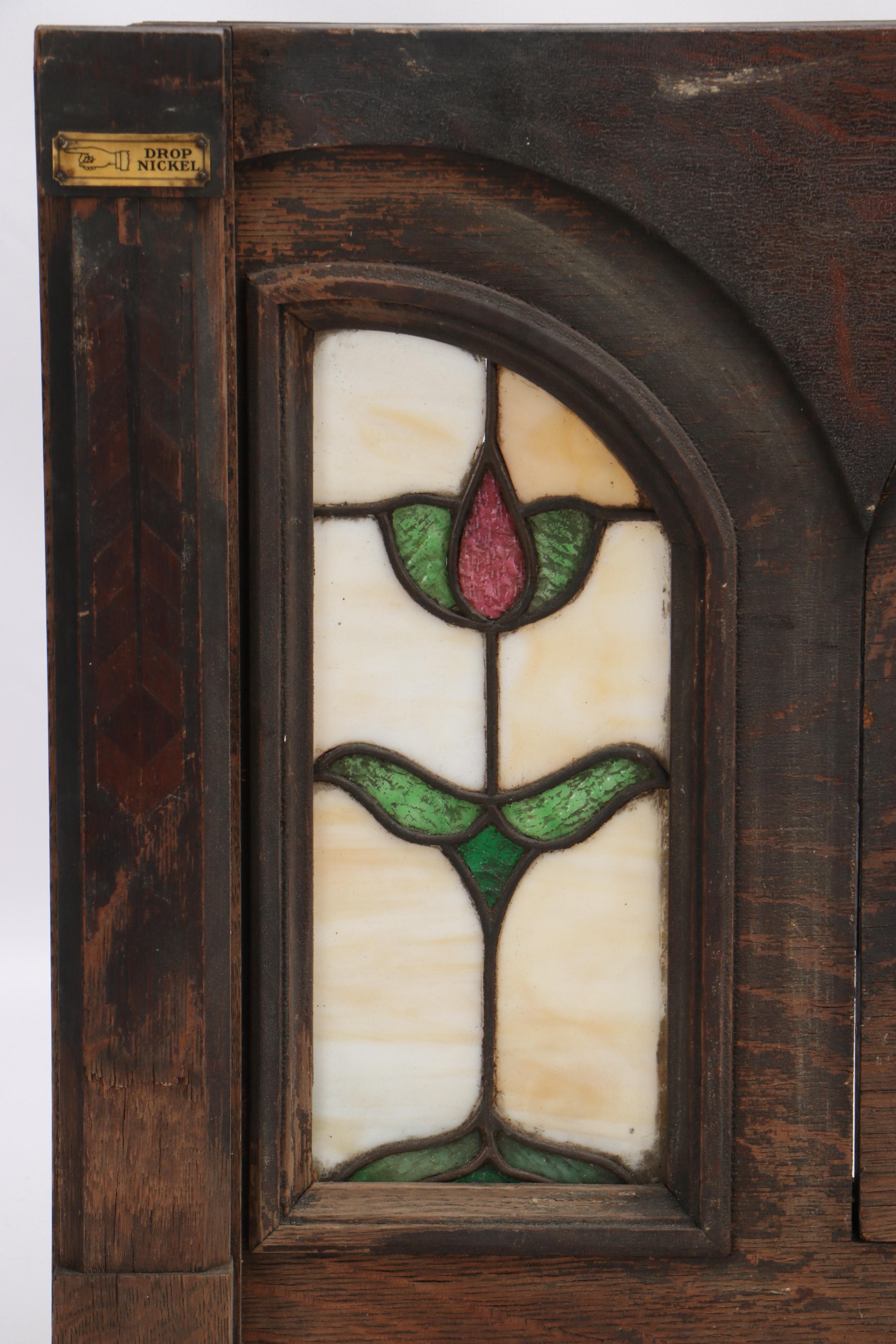 Wurlitzer Nickelodeon Player Piano Stained and Slag Glass Panel