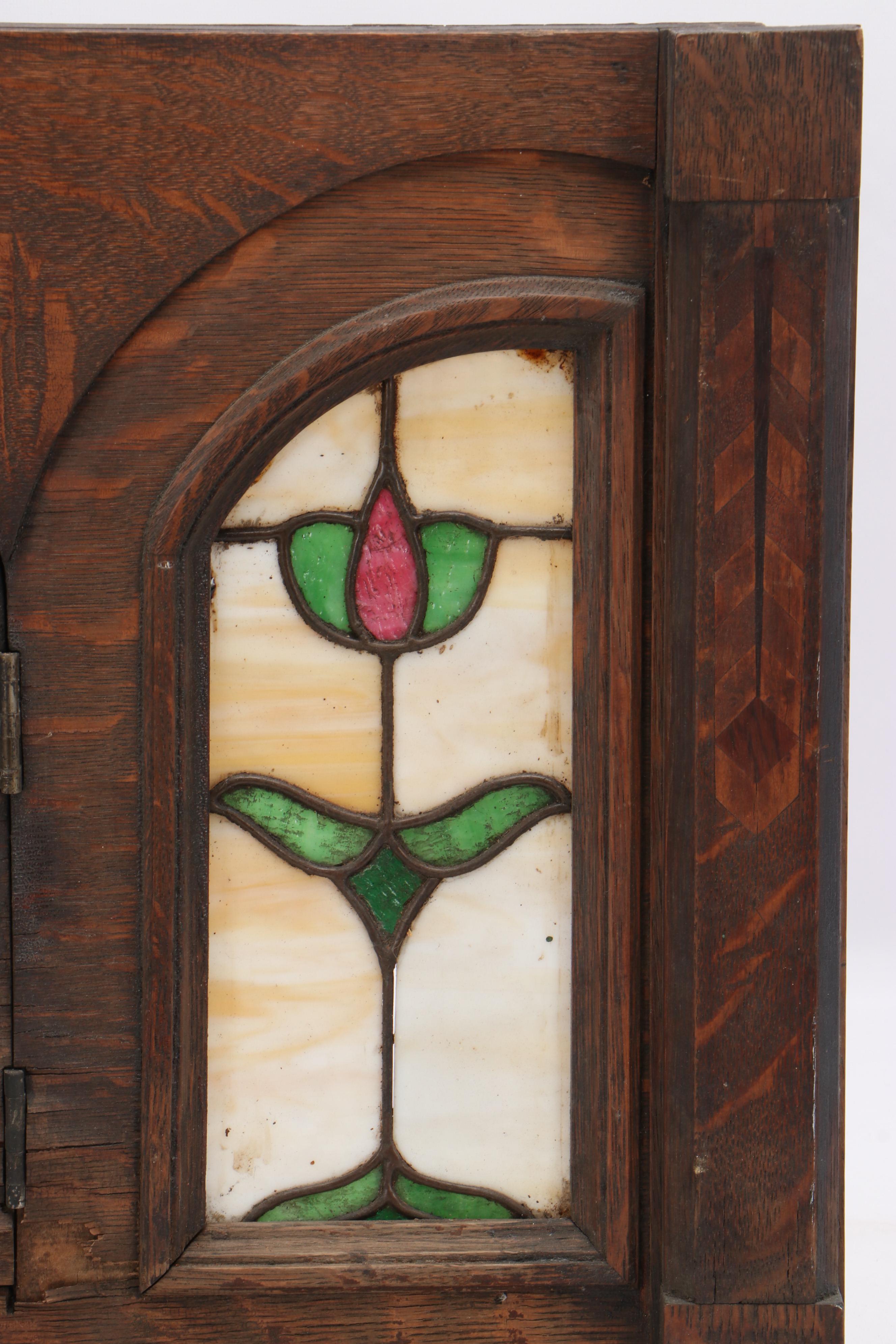 Wurlitzer Nickelodeon Player Piano Stained and Slag Glass Panel