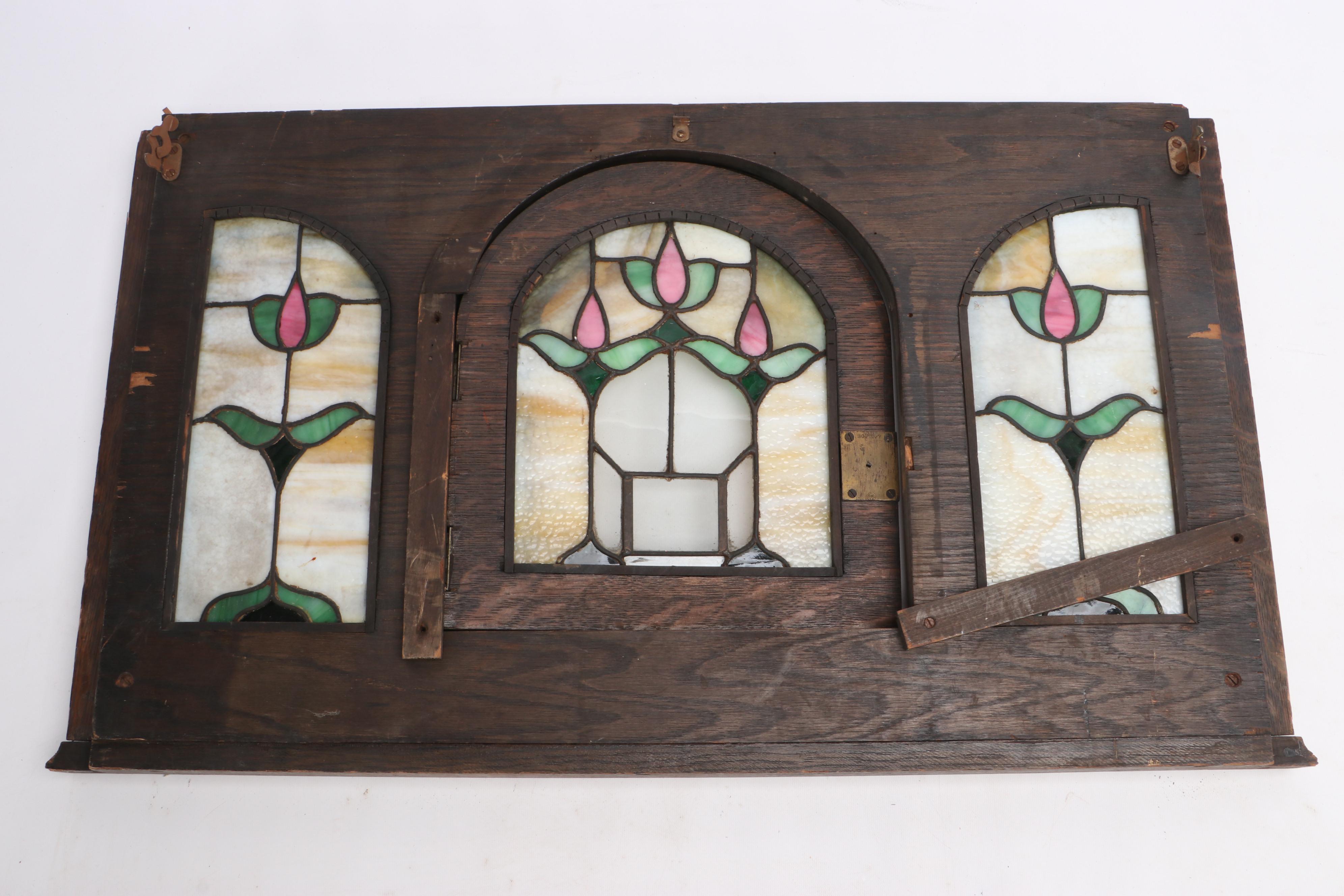 Wurlitzer Nickelodeon Player Piano Stained and Slag Glass Panel