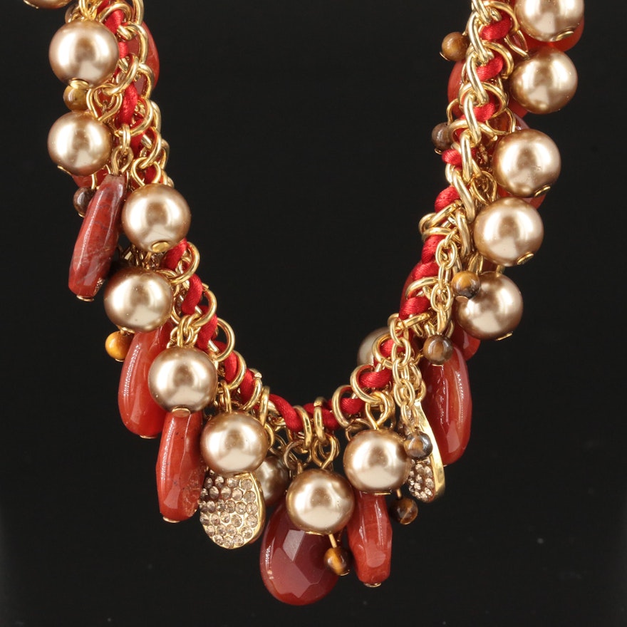 Carolee Assorted Gemstone Fringe Necklace
