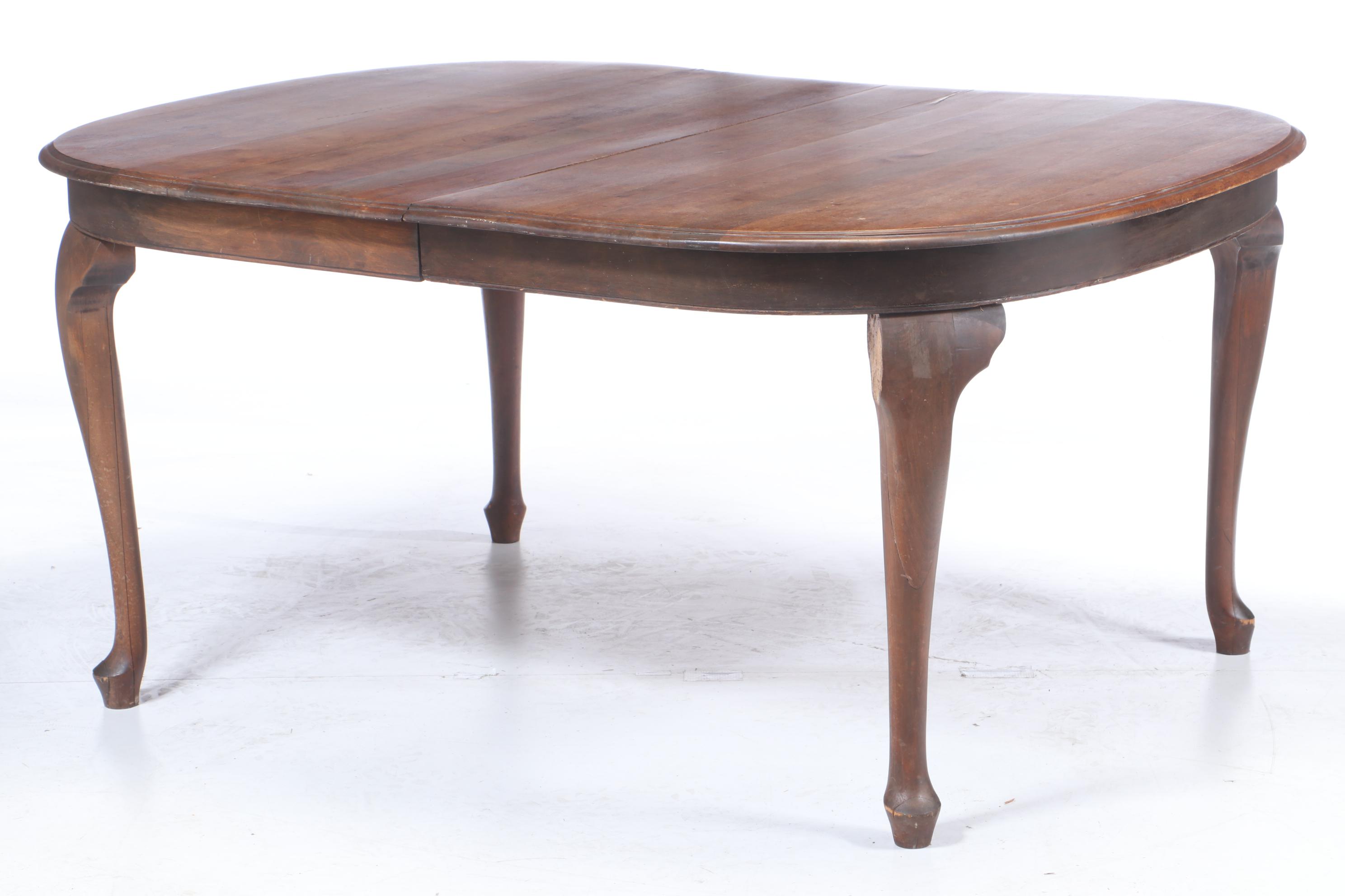 H.C. Niemann & Co. Cherry Dining Table Plus Four Late Victorian Oak Side Chairs