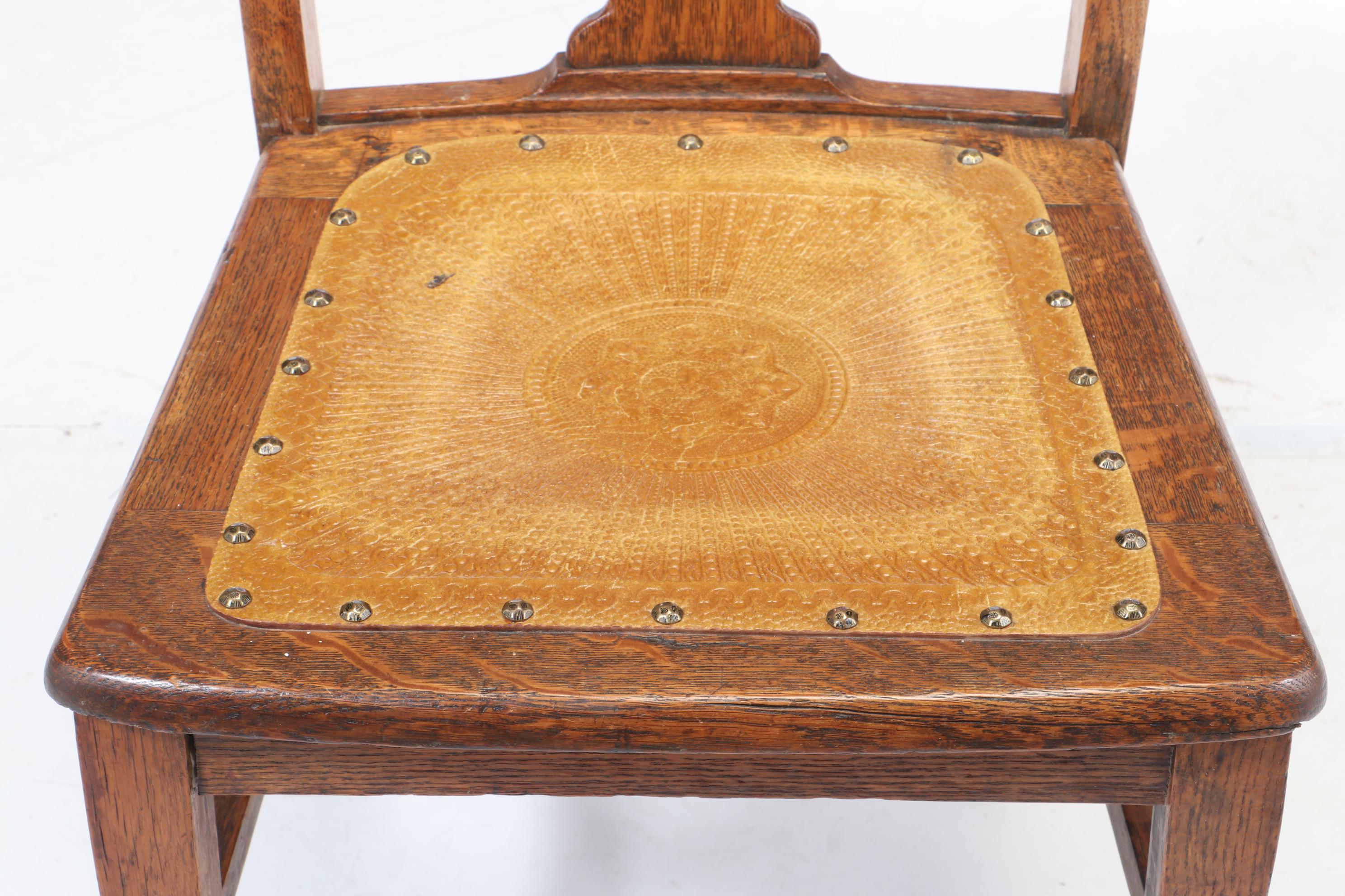 H.C. Niemann & Co. Cherry Dining Table Plus Four Late Victorian Oak Side Chairs