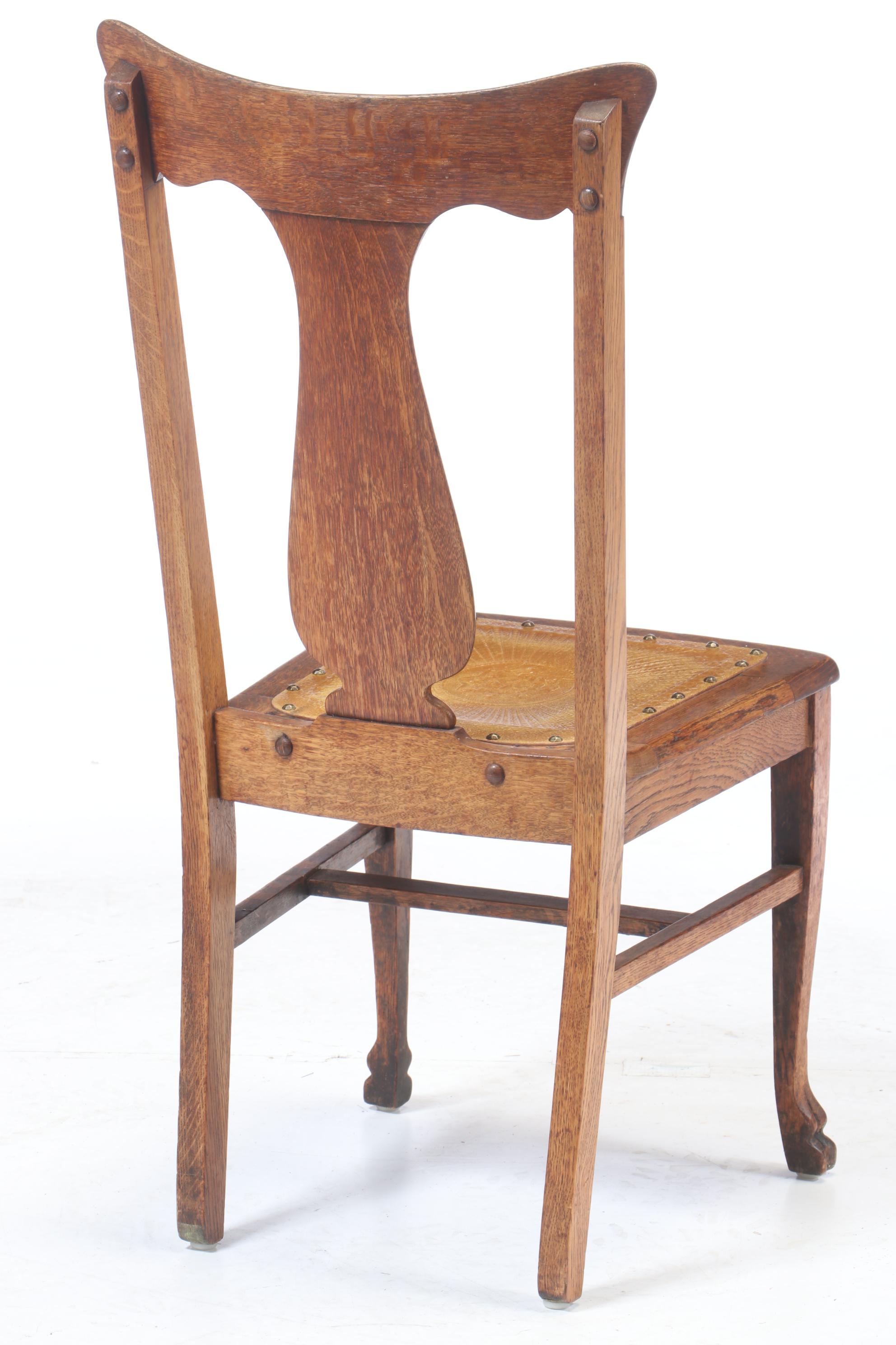 H.C. Niemann & Co. Cherry Dining Table Plus Four Late Victorian Oak Side Chairs