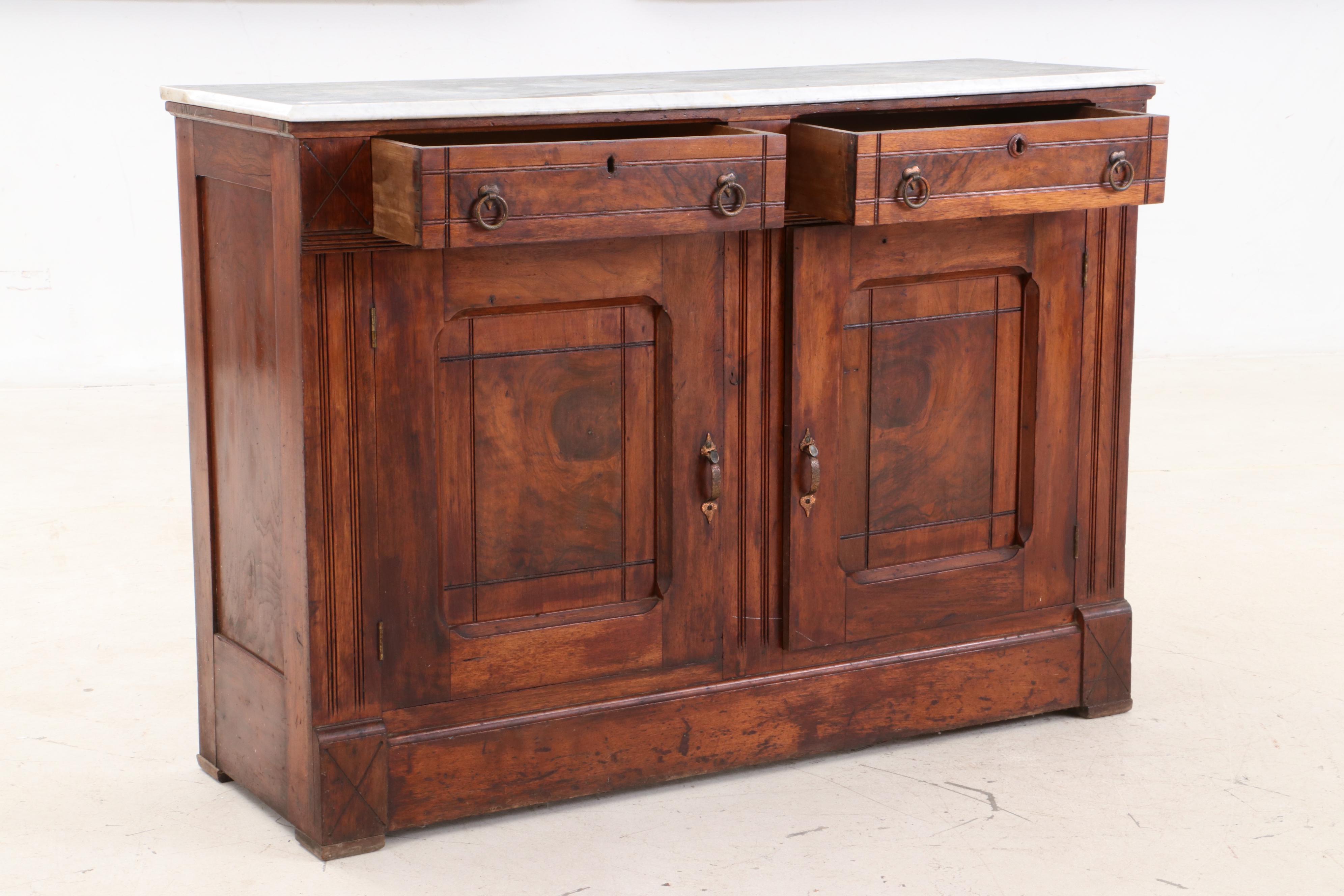 Victorian Eastlake Walnut Sideboard, Late 19th Century
