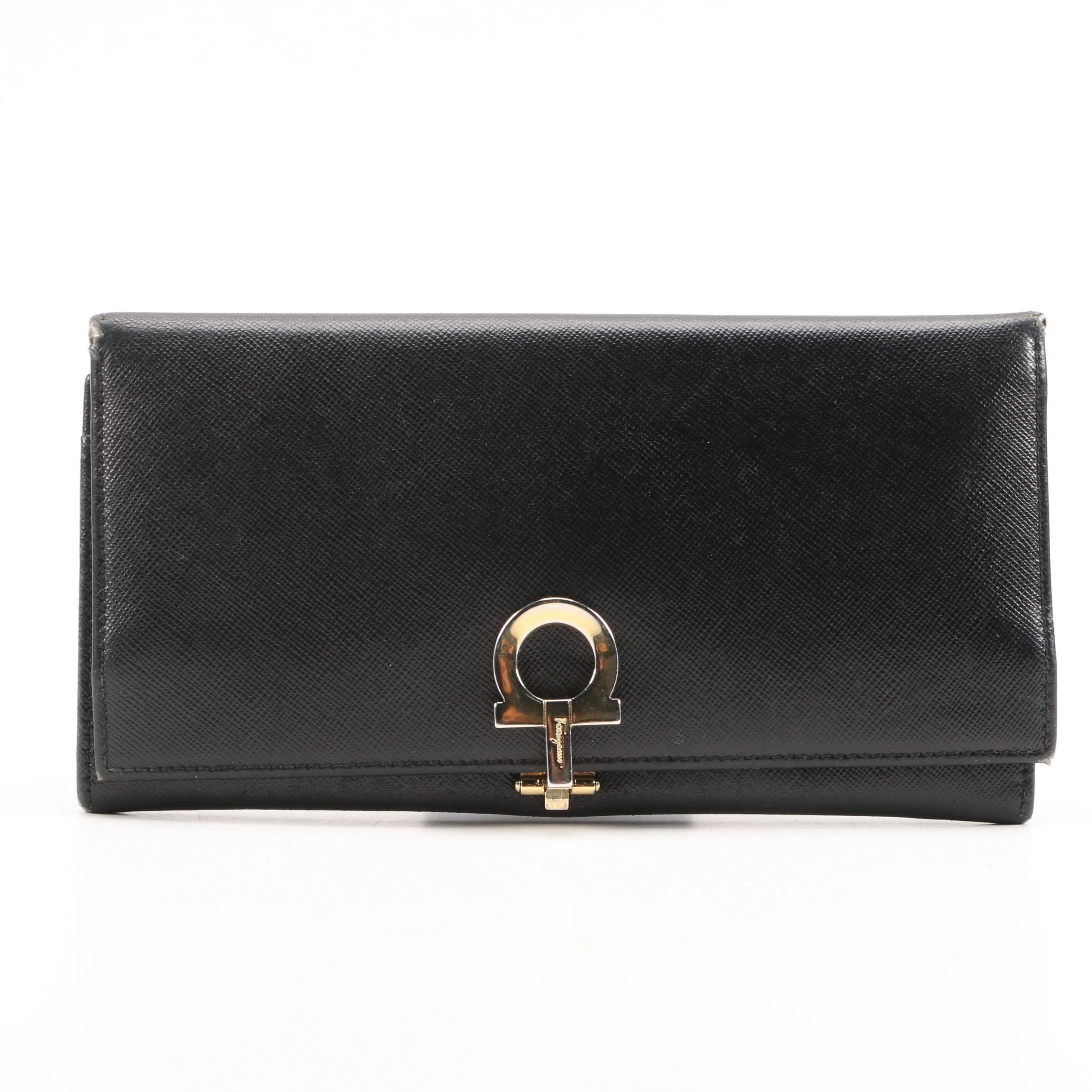 Salvatore Ferragamo Gancini Wallet and Prada Card holder in Saffiano Leather