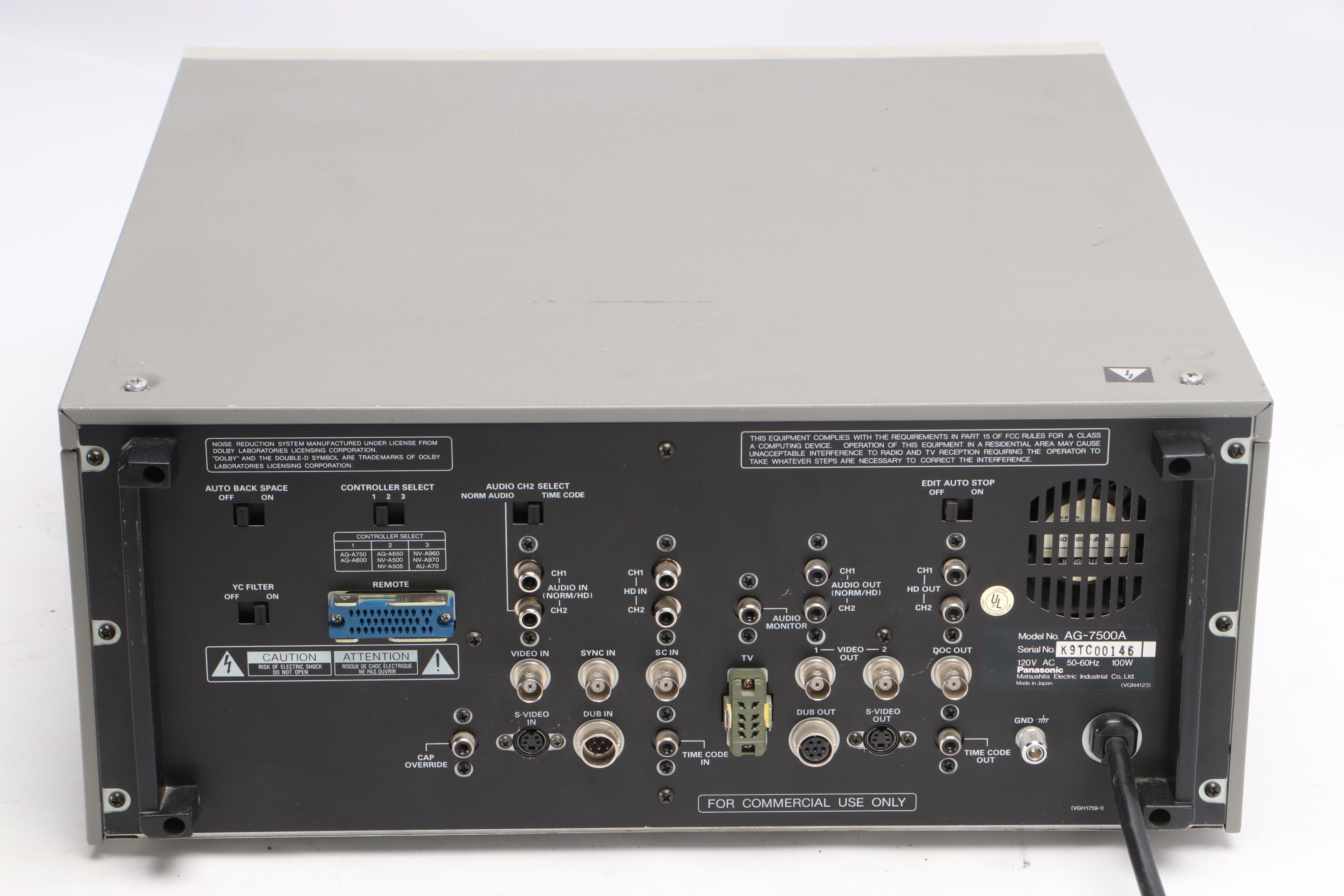 Panasonic Professional Video Cassette Recorder, Model AG-7500A