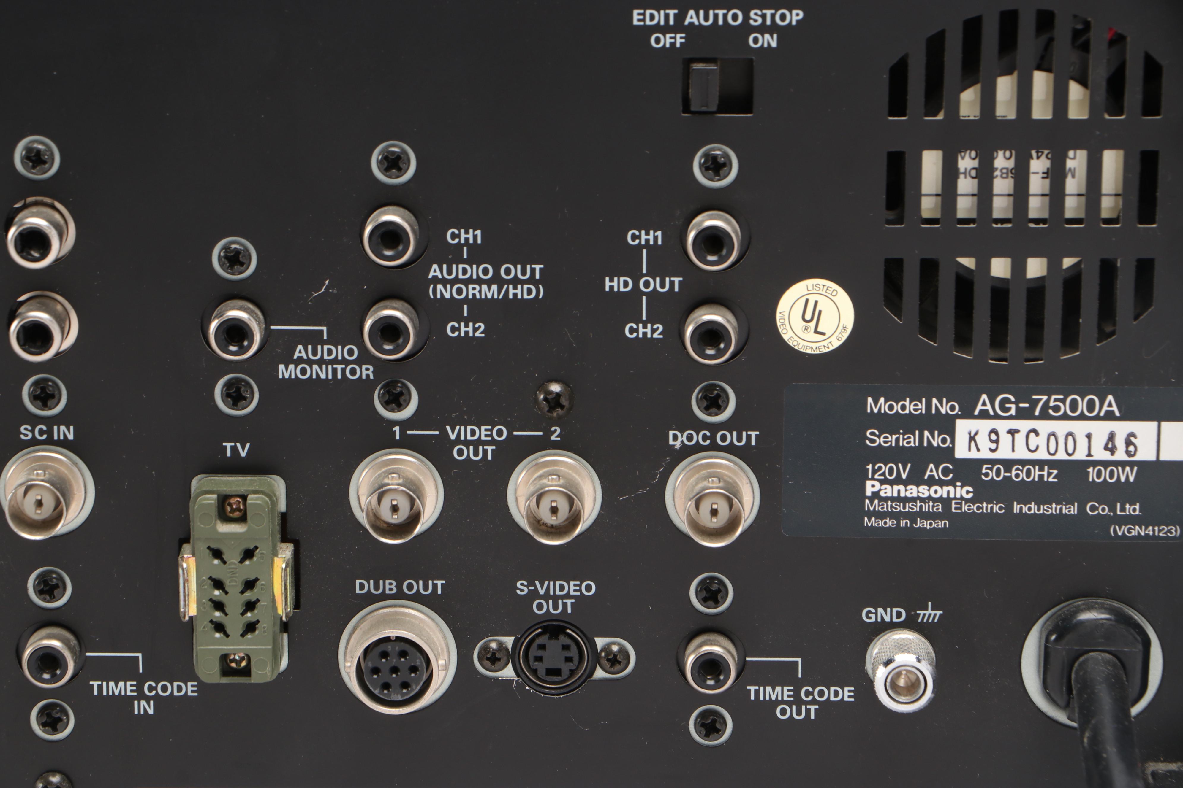 Panasonic Professional Video Cassette Recorder, Model AG-7500A