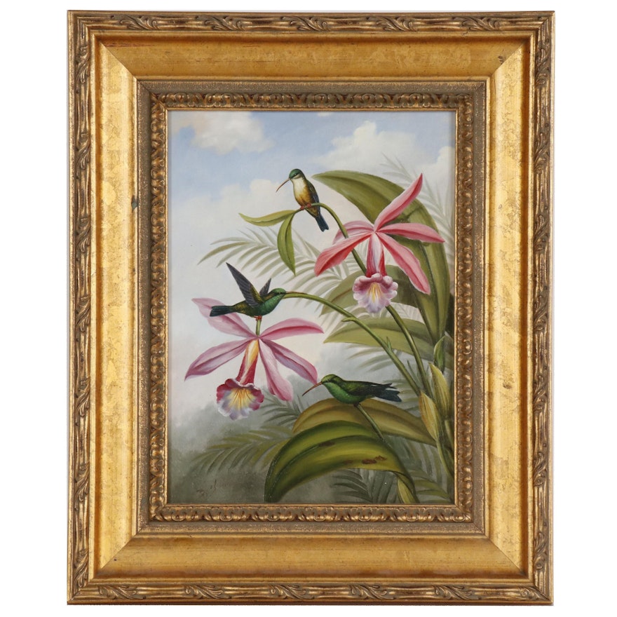 Oil Painting of Hummingbirds, 21st Century