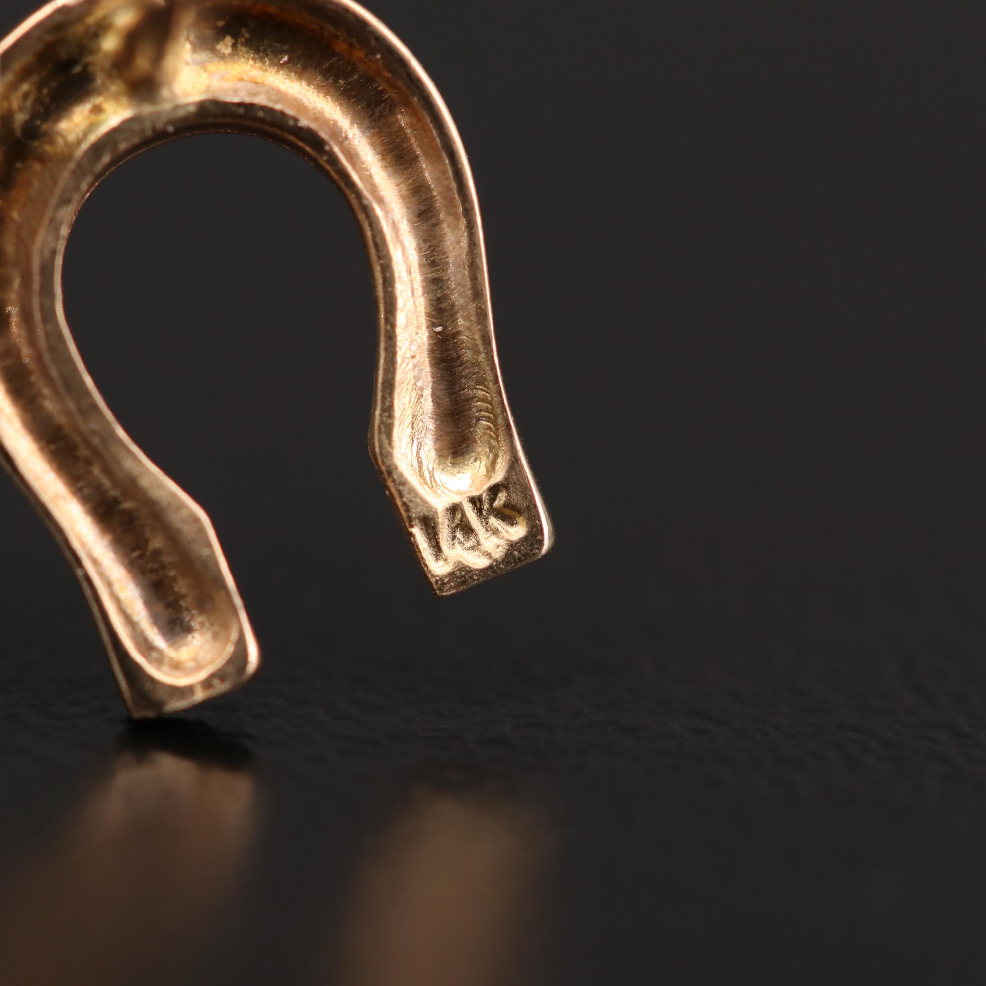 14K Yellow Gold Diamond Horseshoe Tie Pin