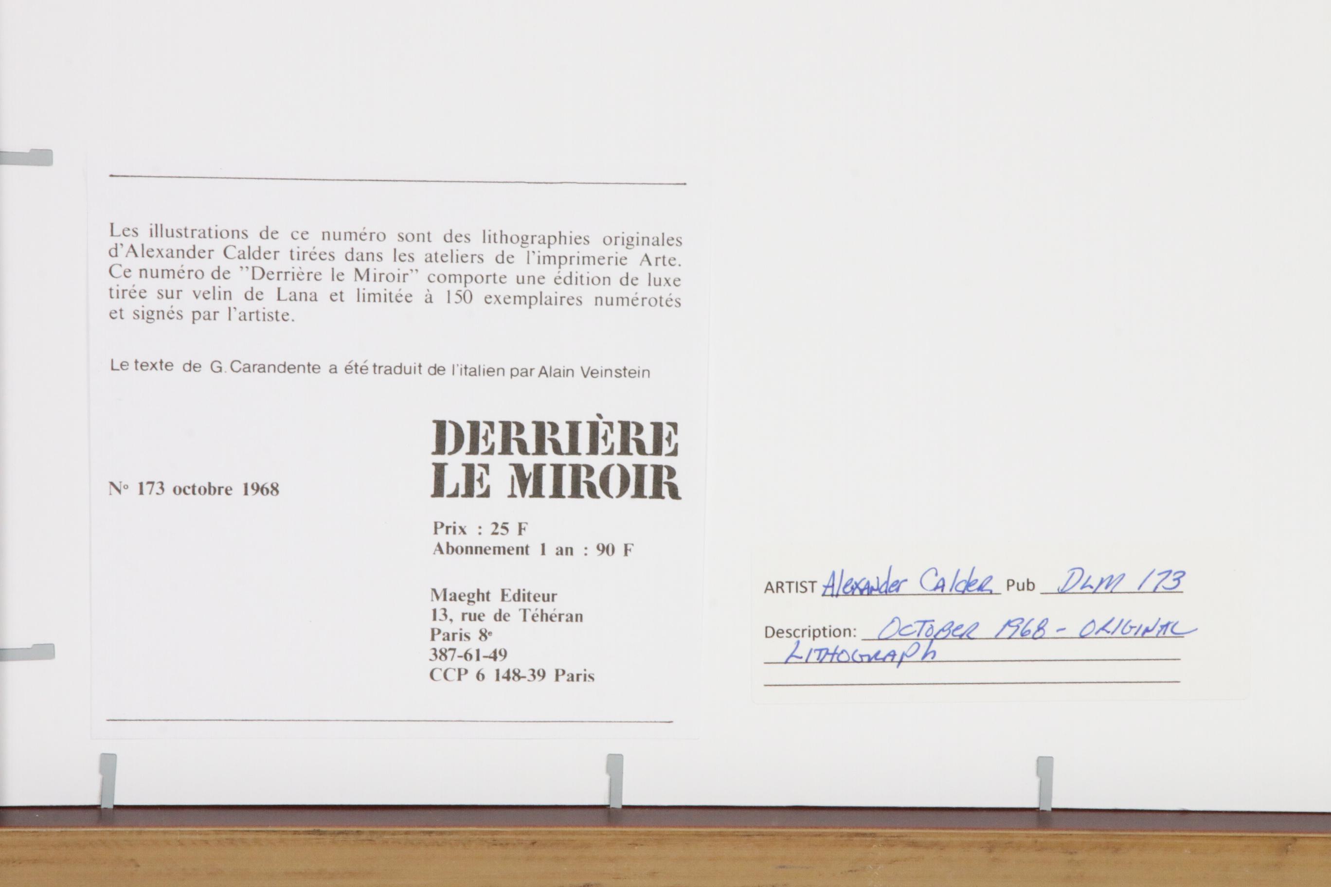 Alexander Calder Lithograph for "Derrière le Miroir," 1968