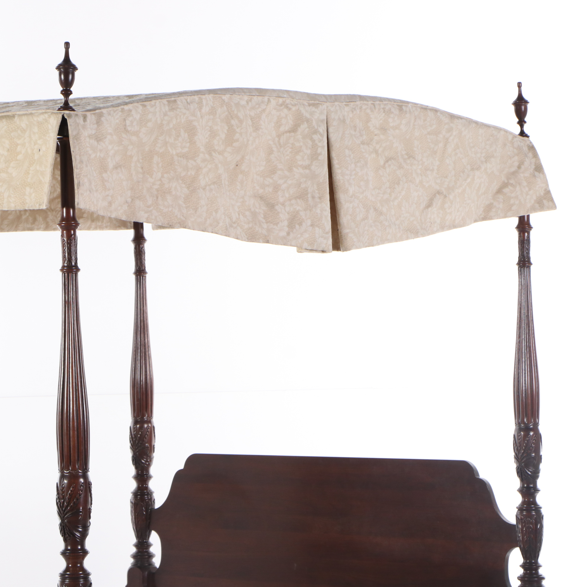 Ethan Allen Rice-Carved Cherry Bed with Canopy in Queen Size