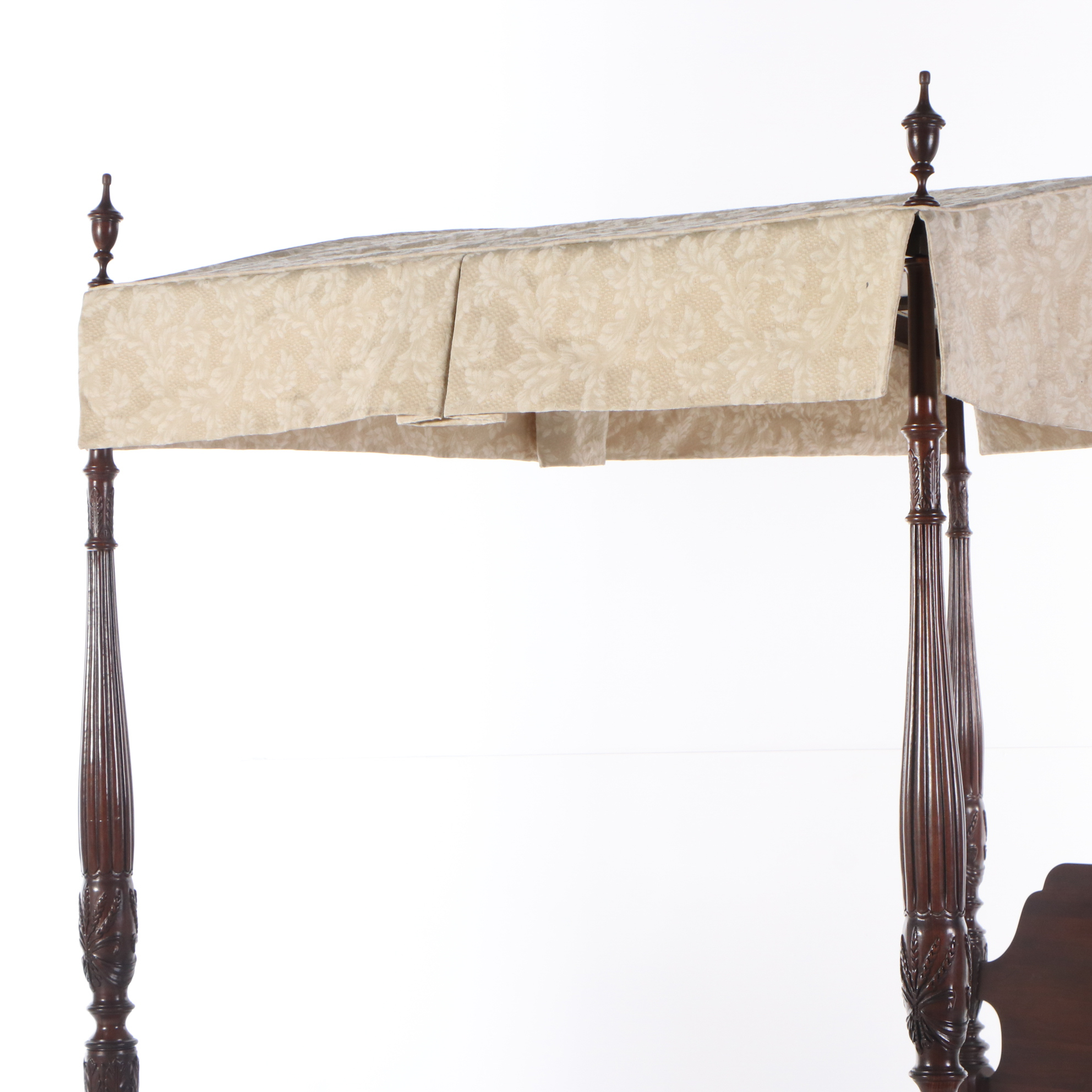 Ethan Allen Rice-Carved Cherry Bed with Canopy in Queen Size
