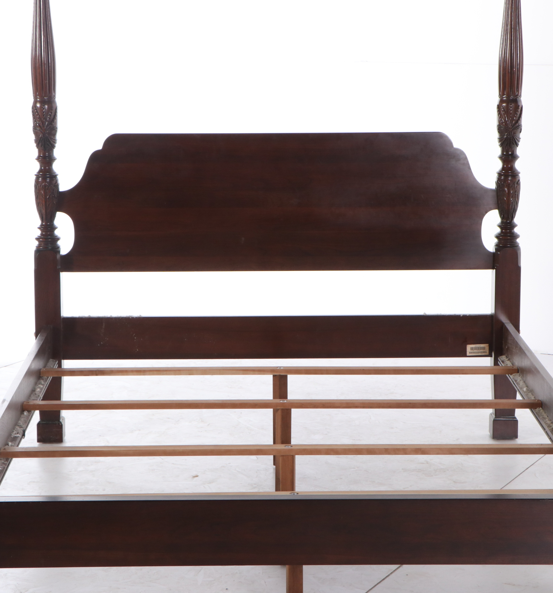 Ethan Allen Rice-Carved Cherry Bed with Canopy in Queen Size