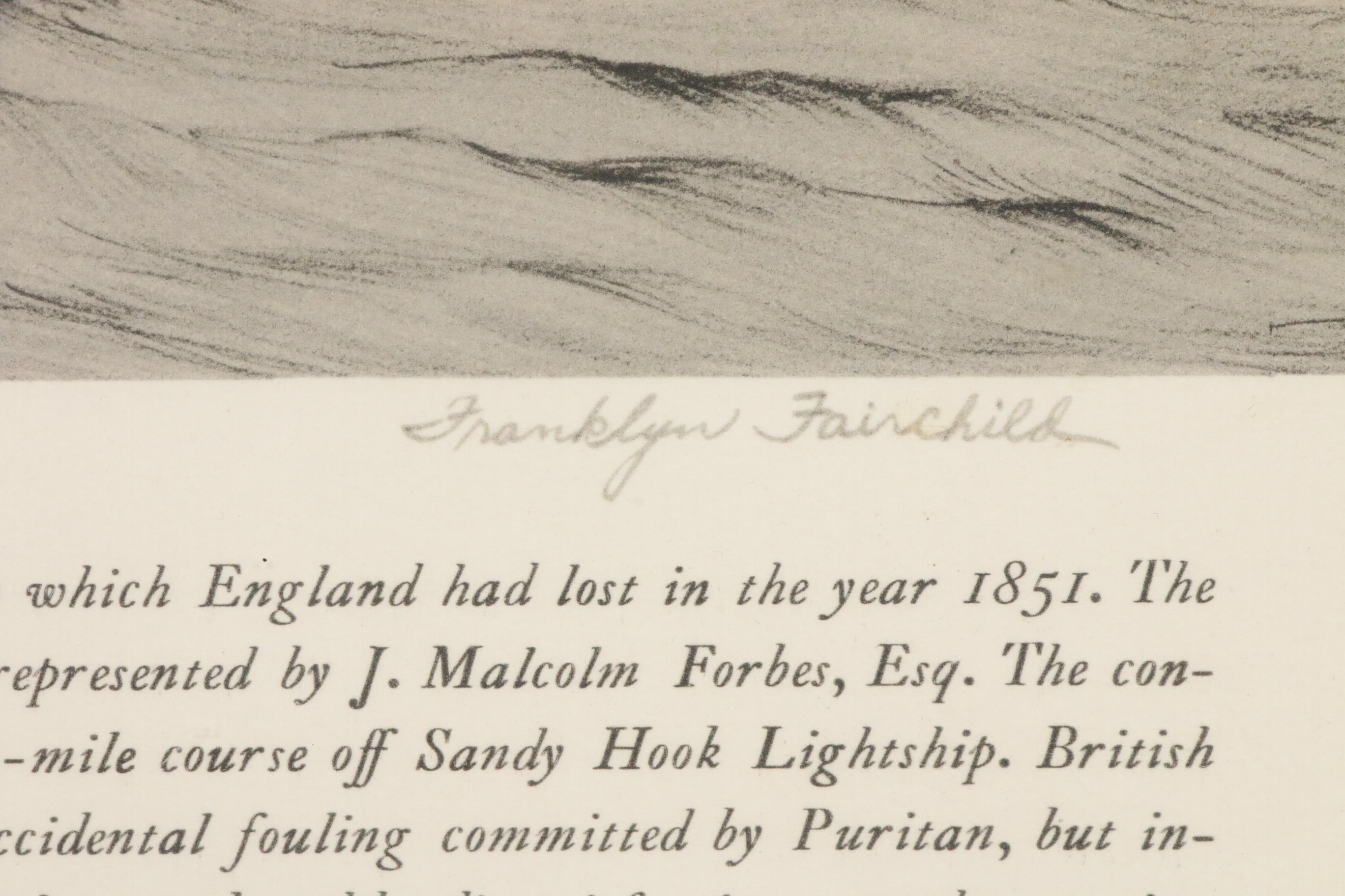 America's Cup Lithograph After Franklyn Fairchild "Puritan vs. Genista"