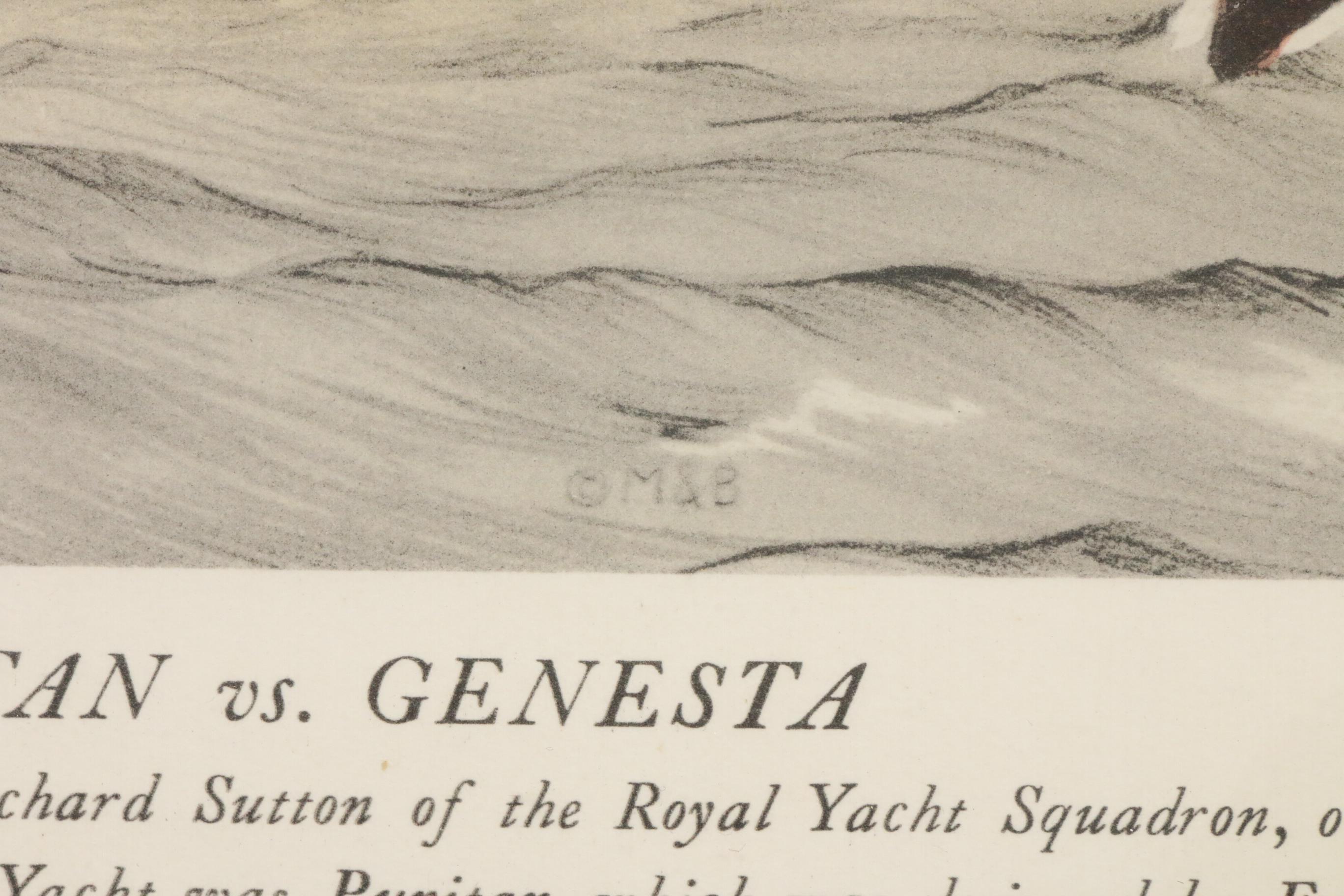 America's Cup Lithograph After Franklyn Fairchild "Puritan vs. Genista"