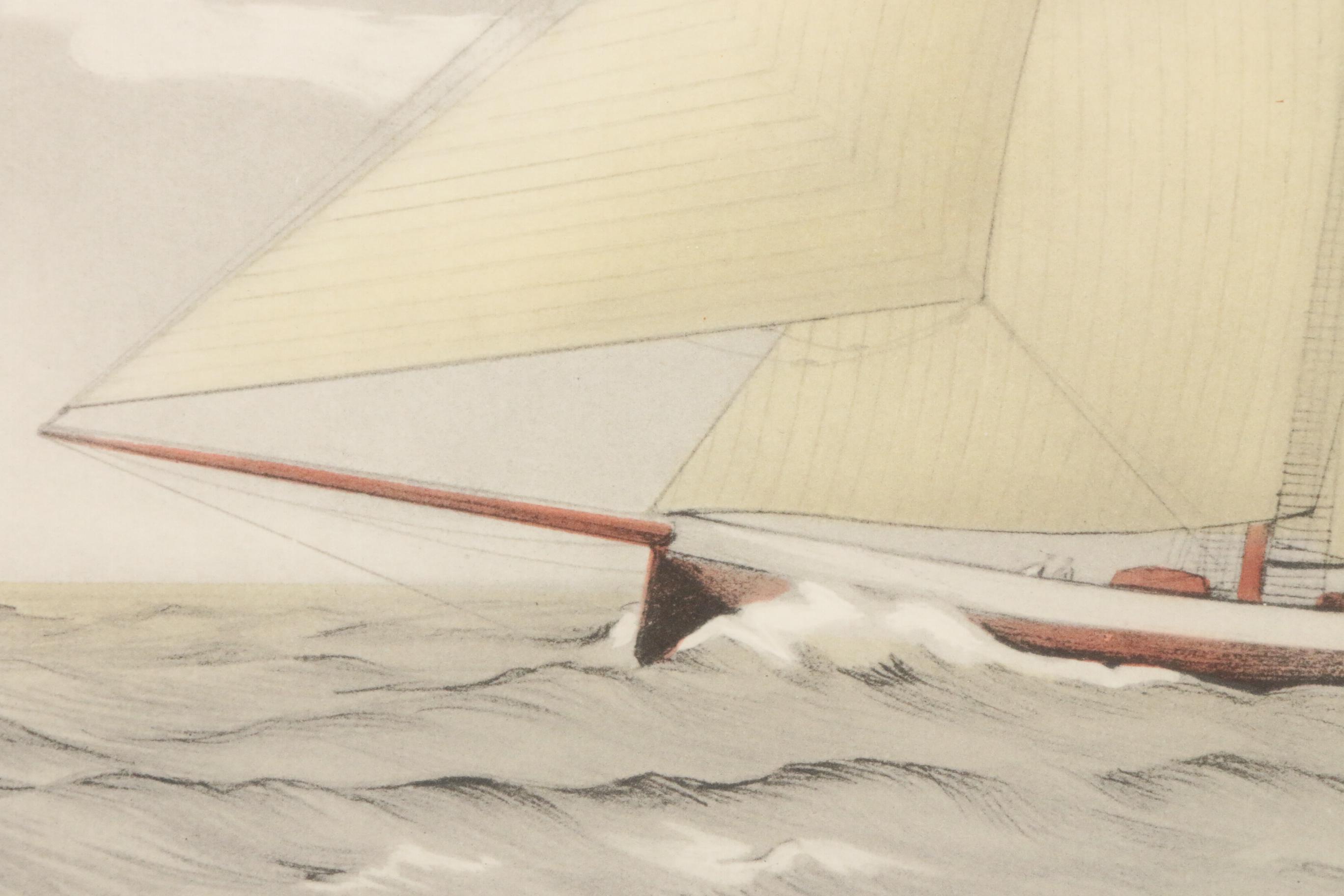 America's Cup Lithograph After Franklyn Fairchild "Puritan vs. Genista"